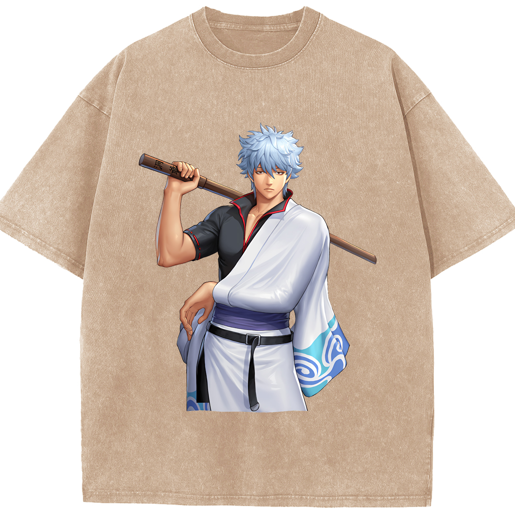 （画像用） ぎんたま 坂田銀時（さかたぎんとき） 神楽 志村新八（しむら しんぱち） GINTAMA Sakata Gintoki Kagura Shimura Shinpachi 綿100% ヴィンテージ風 半袖Tシャツ（フロントプリント）