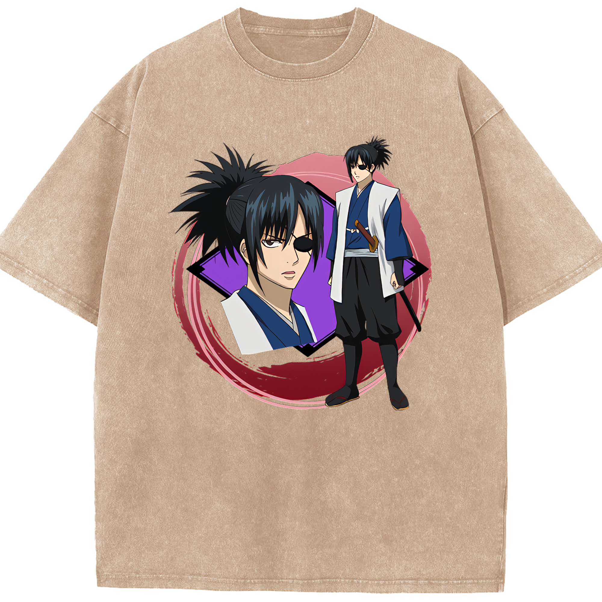 （画像用） ぎんたま 坂田銀時（さかたぎんとき） 神楽 志村新八（しむら しんぱち） GINTAMA Sakata Gintoki Kagura Shimura Shinpachi 綿100% ヴィンテージ風 半袖Tシャツ（フロントプリント）