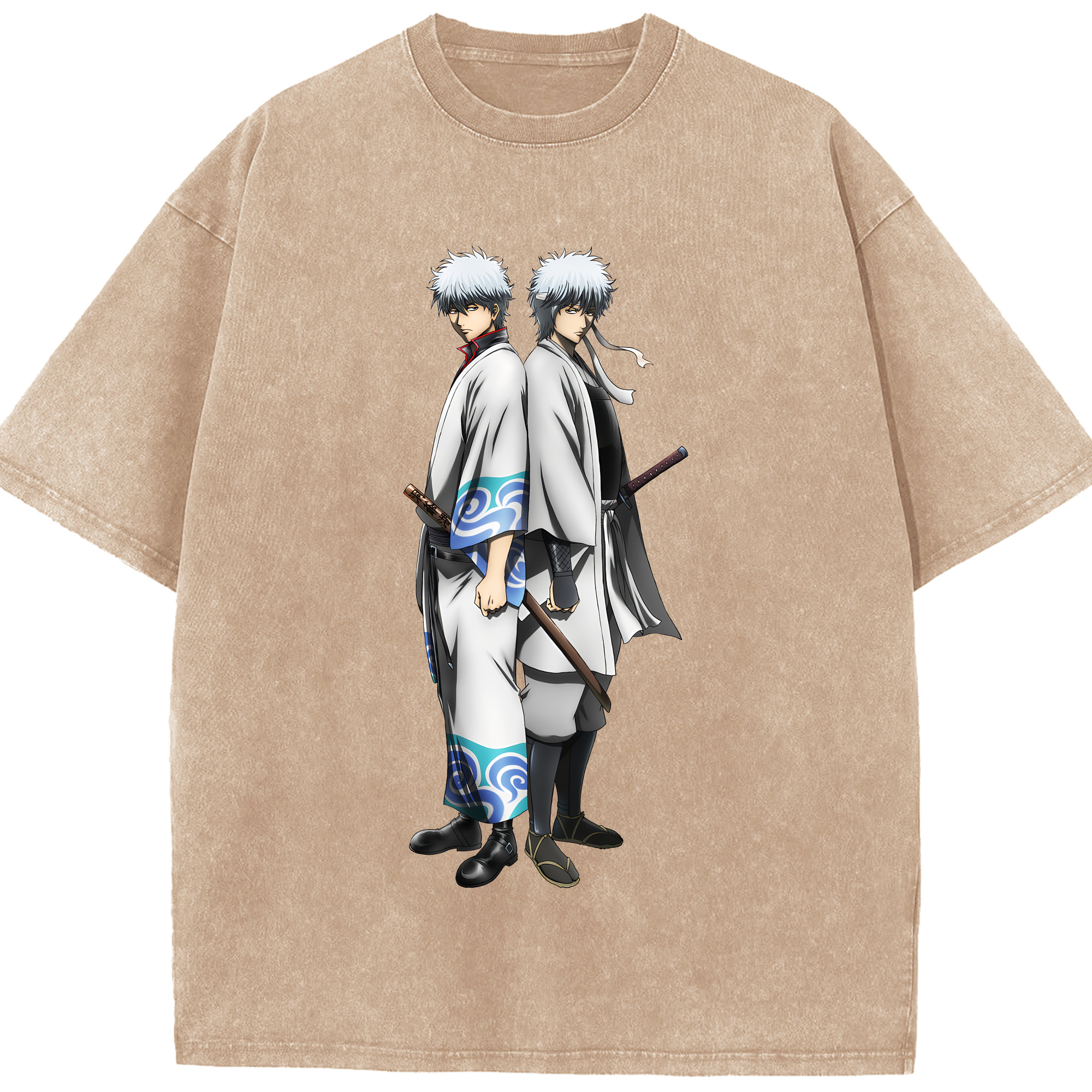 （画像用） ぎんたま 坂田銀時（さかたぎんとき） 神楽 志村新八（しむら しんぱち） GINTAMA Sakata Gintoki Kagura Shimura Shinpachi 綿100% ヴィンテージ風 半袖Tシャツ（フロントプリント）