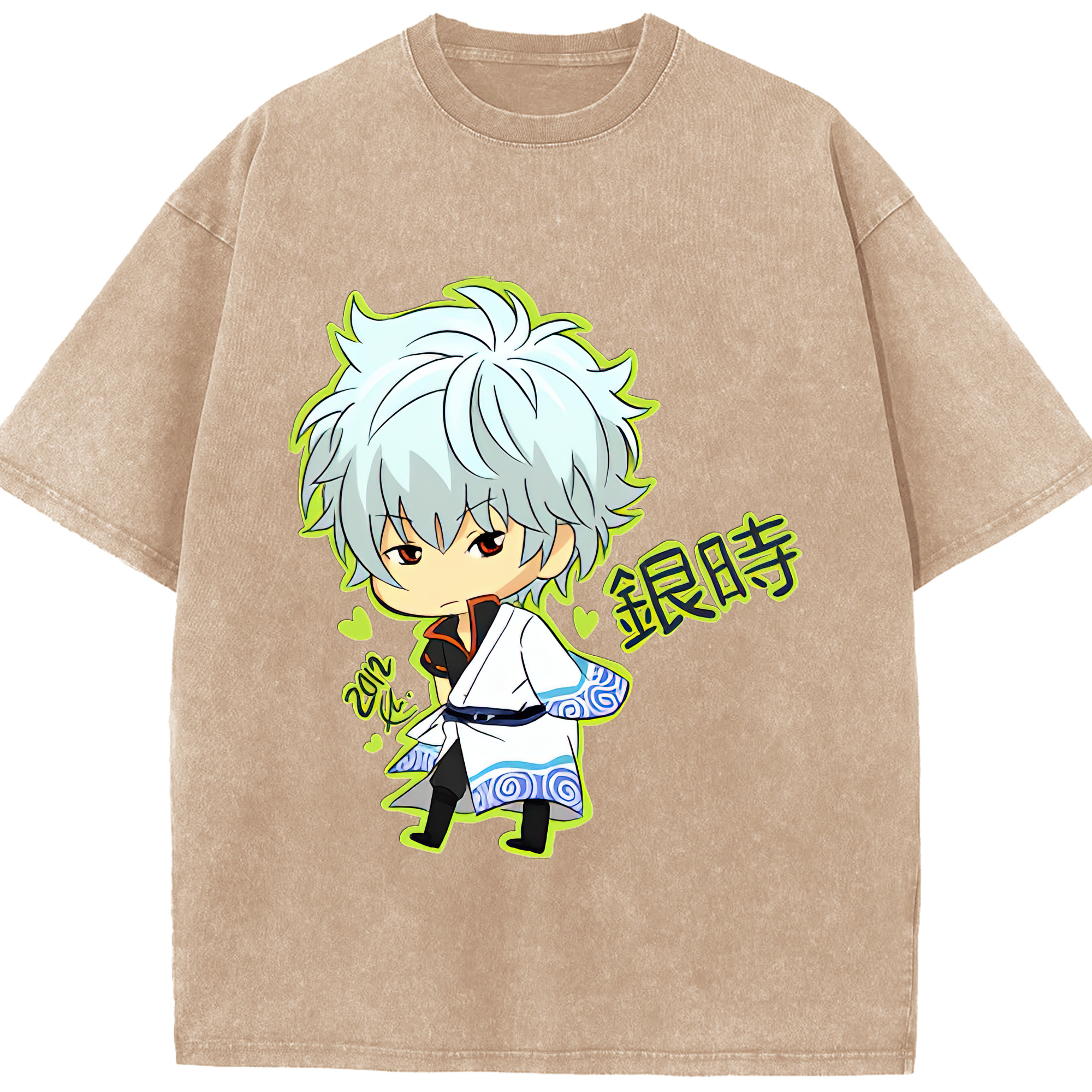 （画像用） ぎんたま 坂田銀時（さかたぎんとき） 神楽 志村新八（しむら しんぱち） GINTAMA Sakata Gintoki Kagura Shimura Shinpachi 綿100% ヴィンテージ風 半袖Tシャツ（フロントプリント）
