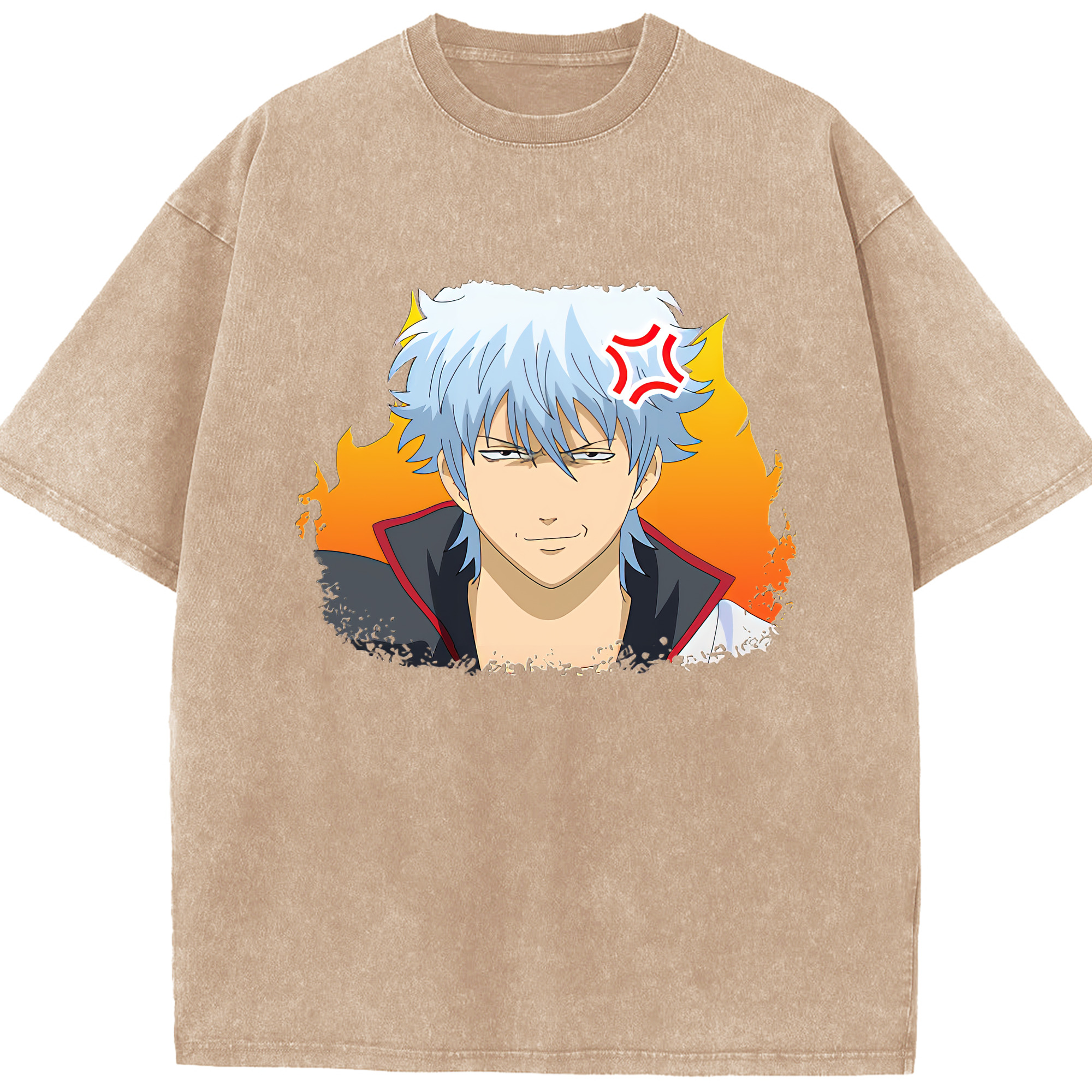 （画像用） ぎんたま 坂田銀時（さかたぎんとき） 神楽 志村新八（しむら しんぱち） GINTAMA Sakata Gintoki Kagura Shimura Shinpachi 綿100% ヴィンテージ風 半袖Tシャツ（フロントプリント）