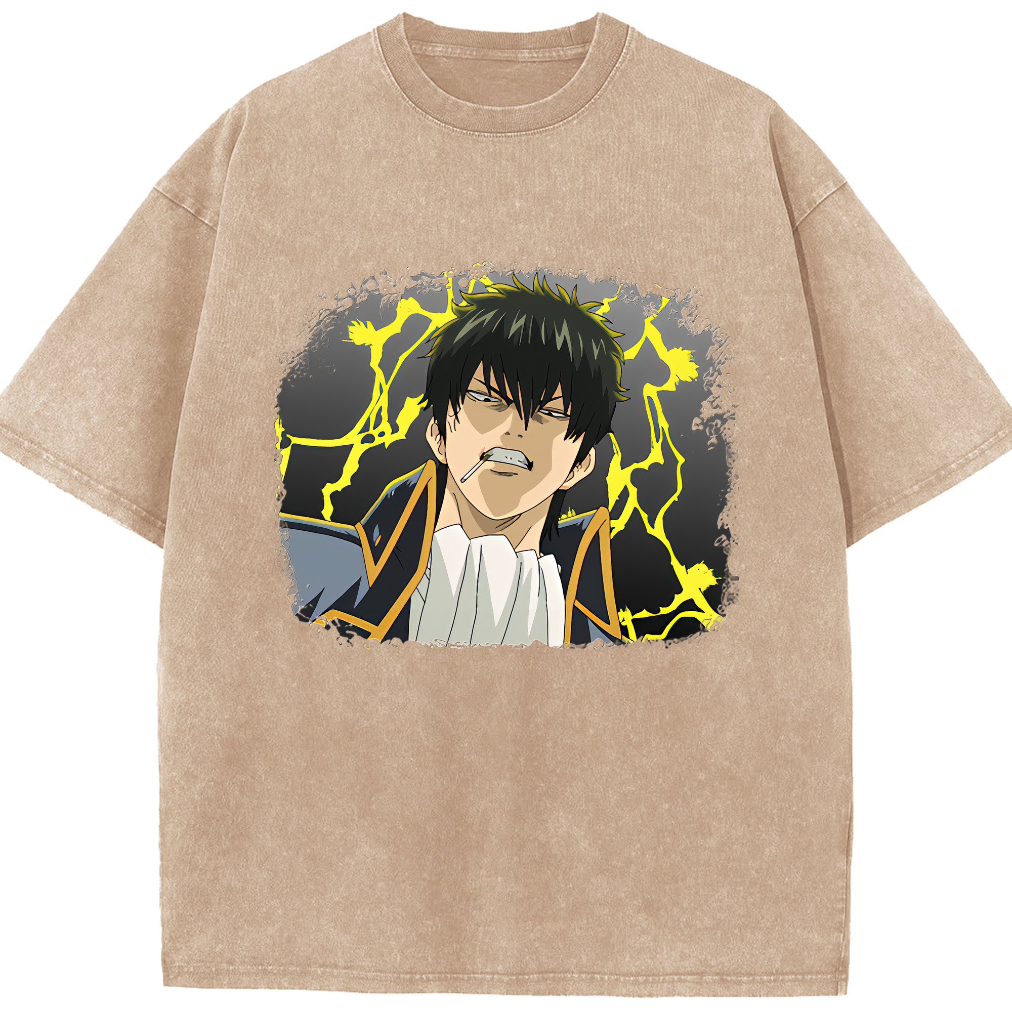 （画像用） ぎんたま 坂田銀時（さかたぎんとき） 神楽 志村新八（しむら しんぱち） GINTAMA Sakata Gintoki Kagura Shimura Shinpachi 綿100% ヴィンテージ風 半袖Tシャツ（フロントプリント）