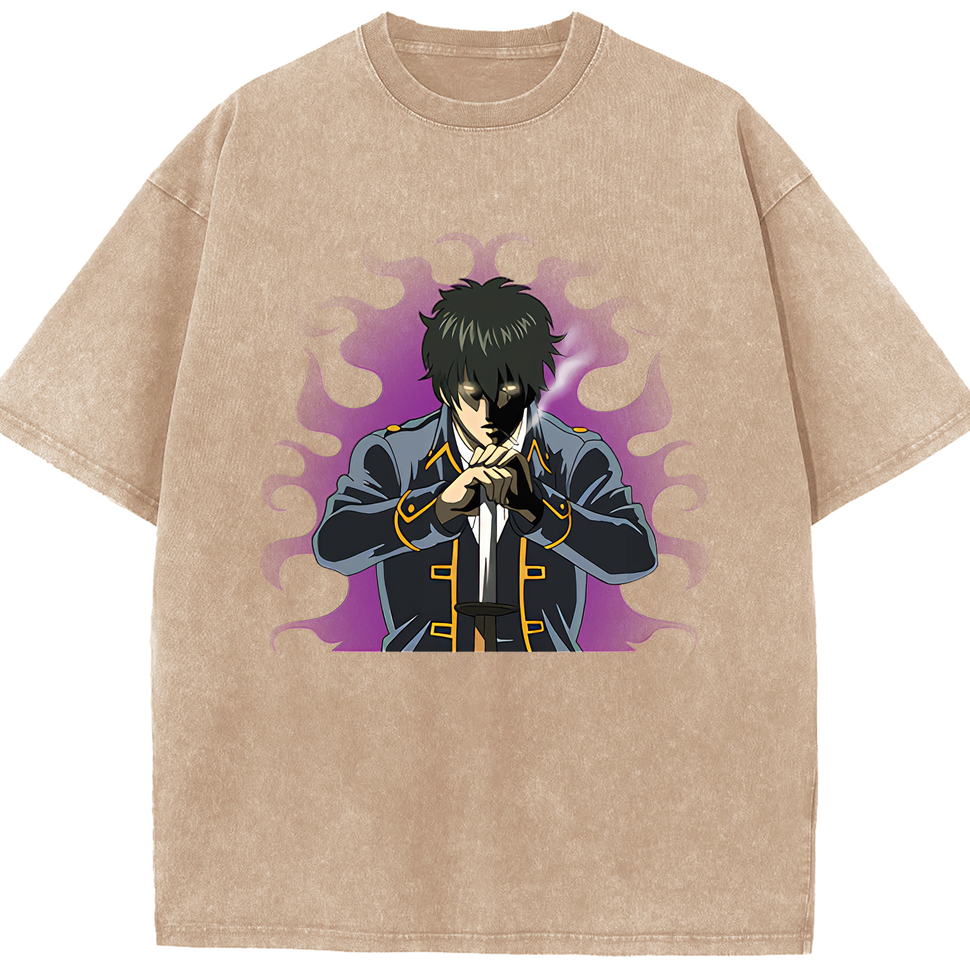 （画像用） ぎんたま 坂田銀時（さかたぎんとき） 神楽 志村新八（しむら しんぱち） GINTAMA Sakata Gintoki Kagura Shimura Shinpachi 綿100% ヴィンテージ風 半袖Tシャツ（フロントプリント）