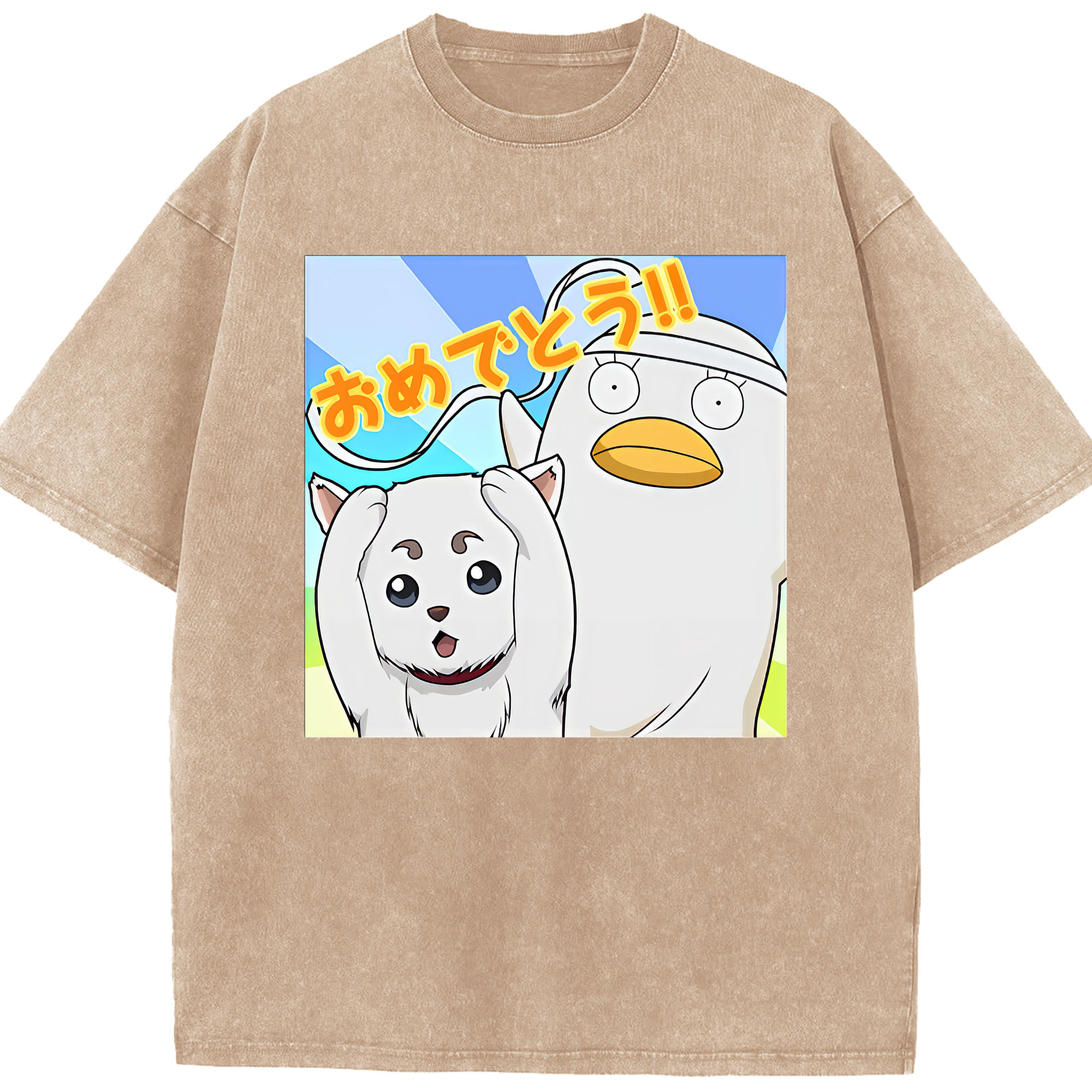 （画像用） ぎんたま 坂田銀時（さかたぎんとき） 神楽 志村新八（しむら しんぱち） GINTAMA Sakata Gintoki Kagura Shimura Shinpachi 綿100% ヴィンテージ風 半袖Tシャツ（フロントプリント）