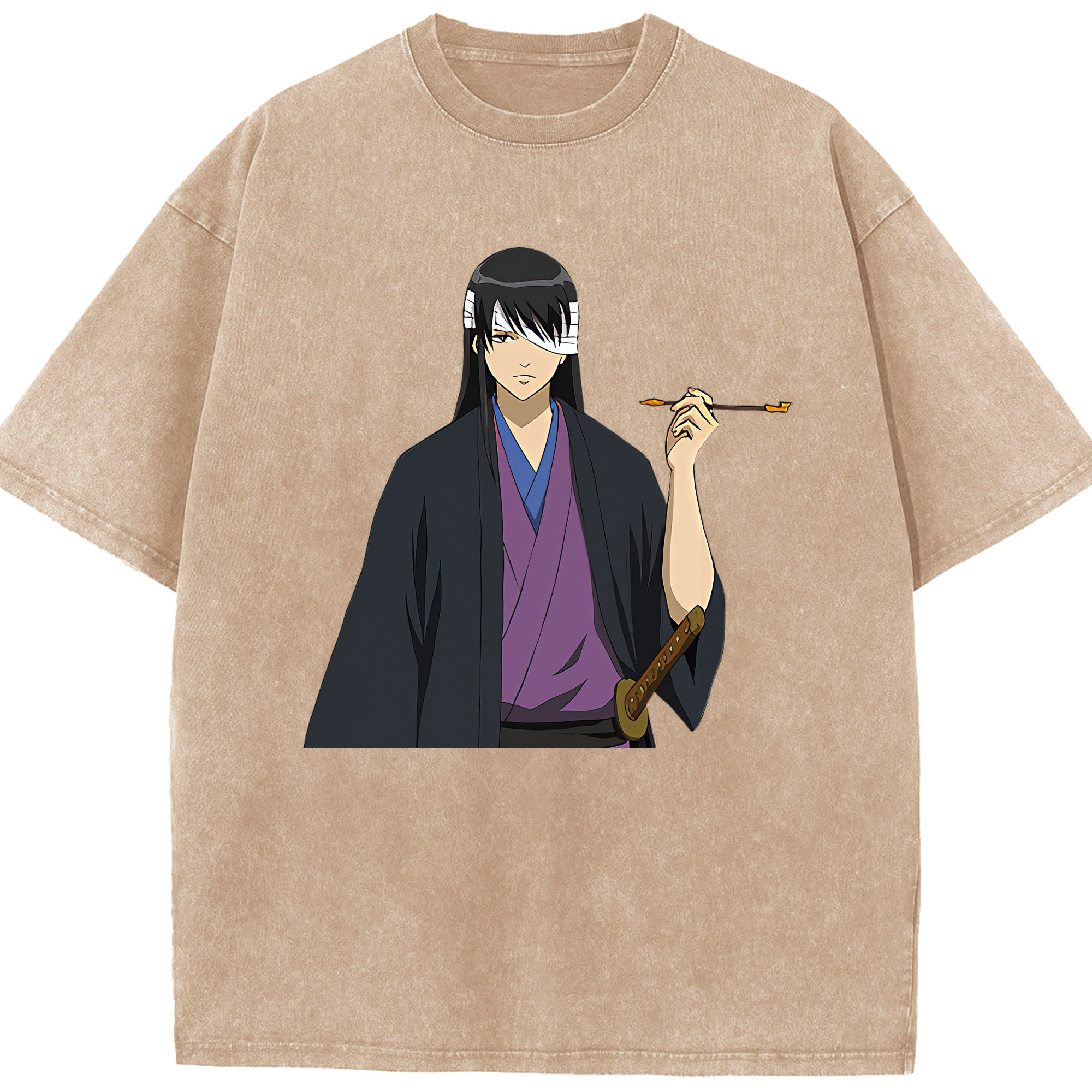 （画像用） ぎんたま 坂田銀時（さかたぎんとき） 神楽 志村新八（しむら しんぱち） GINTAMA Sakata Gintoki Kagura Shimura Shinpachi 綿100% ヴィンテージ風 半袖Tシャツ（フロントプリント）