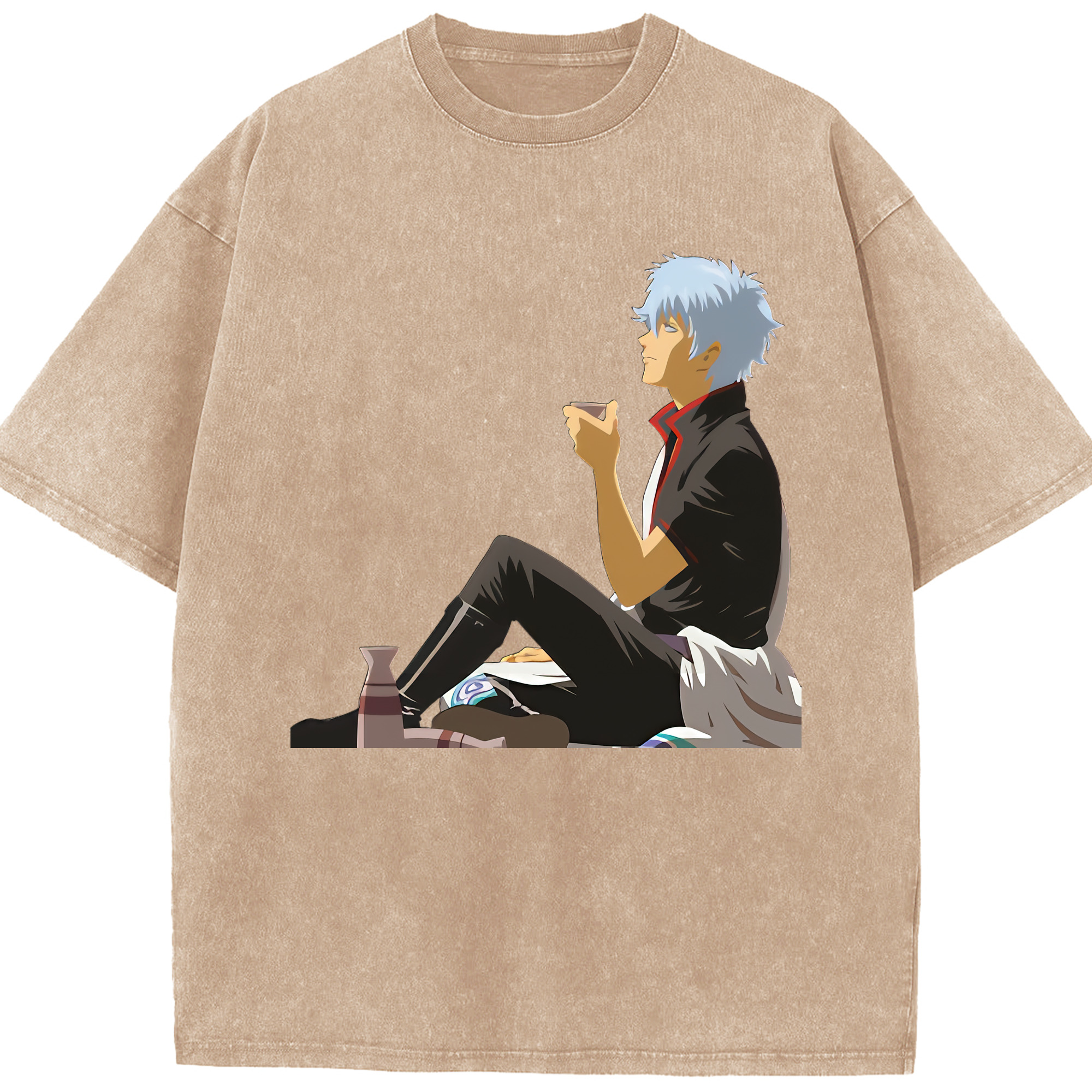 （画像用） ぎんたま 坂田銀時（さかたぎんとき） 神楽 志村新八（しむら しんぱち） GINTAMA Sakata Gintoki Kagura Shimura Shinpachi 綿100% ヴィンテージ風 半袖Tシャツ（フロントプリント）