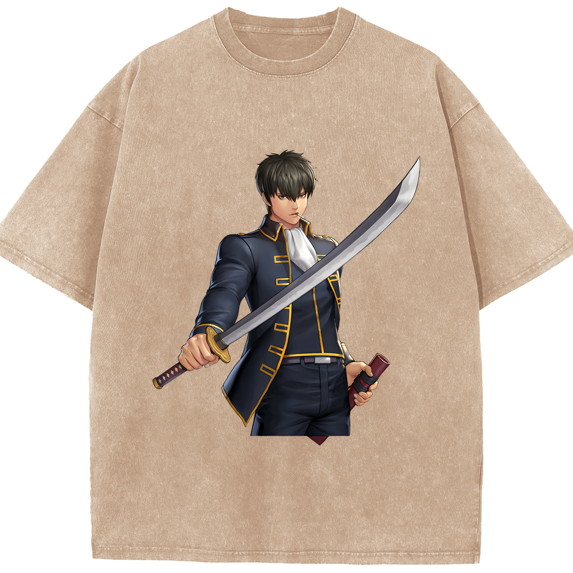 （画像用） ぎんたま 坂田銀時（さかたぎんとき） 神楽 志村新八（しむら しんぱち） GINTAMA Sakata Gintoki Kagura Shimura Shinpachi 綿100% ヴィンテージ風 半袖Tシャツ（フロントプリント）