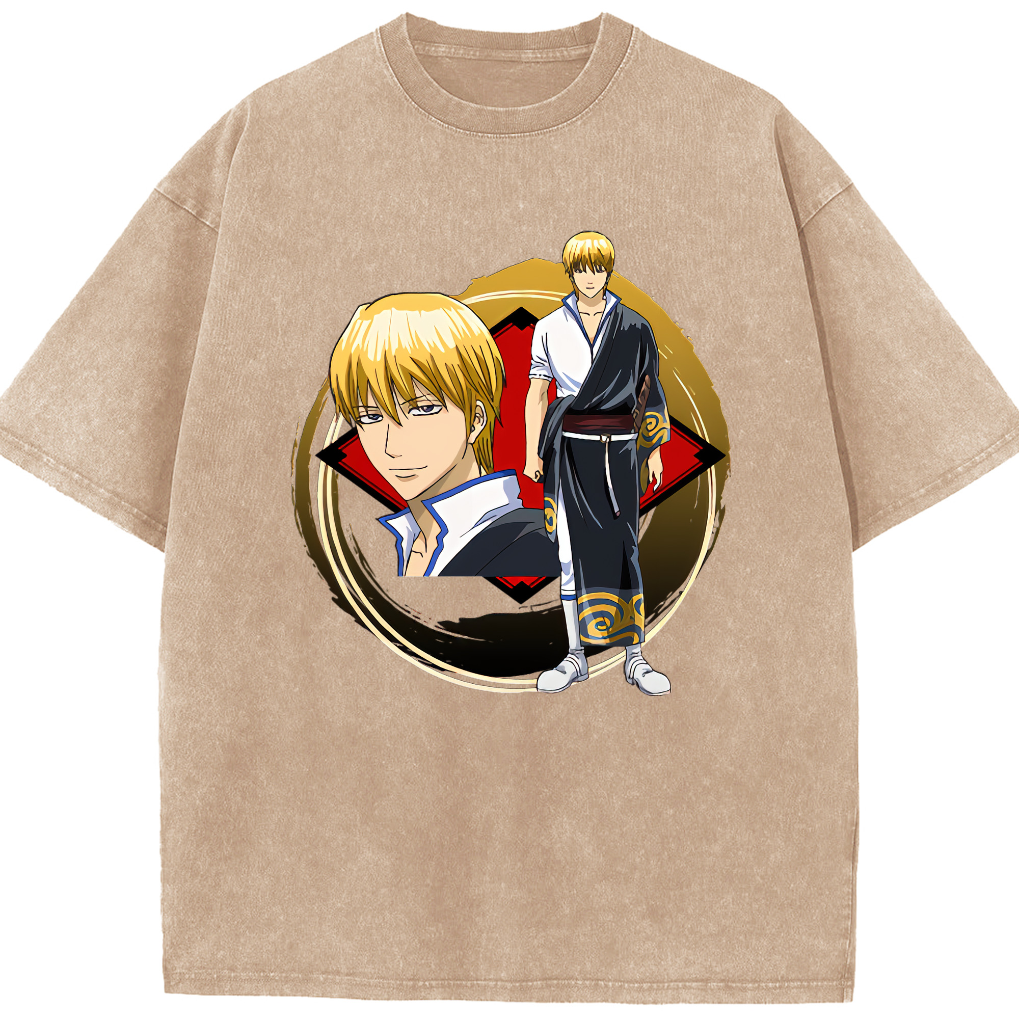 （画像用） ぎんたま 坂田銀時（さかたぎんとき） 神楽 志村新八（しむら しんぱち） GINTAMA Sakata Gintoki Kagura Shimura Shinpachi 綿100% ヴィンテージ風 半袖Tシャツ（フロントプリント）