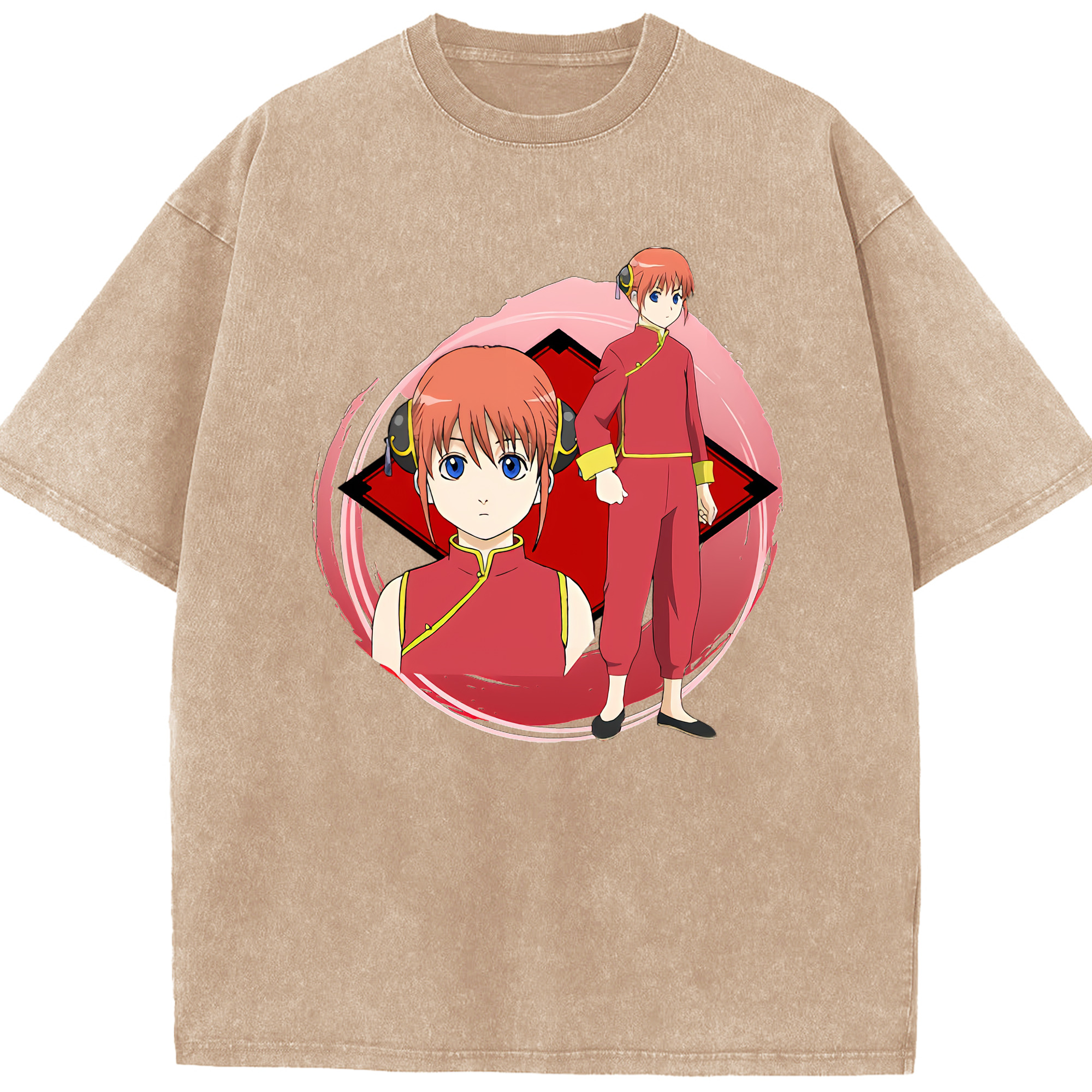 （画像用） ぎんたま 坂田銀時（さかたぎんとき） 神楽 志村新八（しむら しんぱち） GINTAMA Sakata Gintoki Kagura Shimura Shinpachi 綿100% ヴィンテージ風 半袖Tシャツ（フロントプリント）