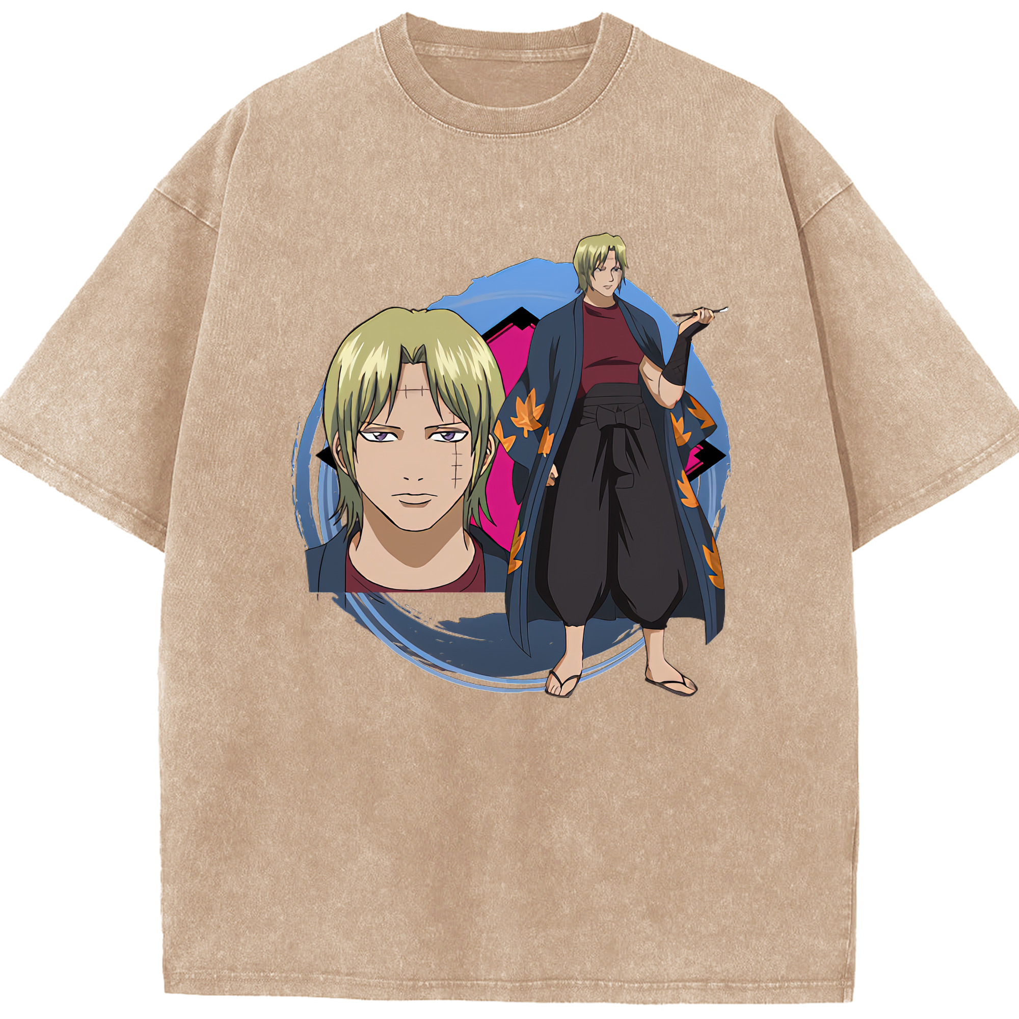 （画像用） ぎんたま 坂田銀時（さかたぎんとき） 神楽 志村新八（しむら しんぱち） GINTAMA Sakata Gintoki Kagura Shimura Shinpachi 綿100% ヴィンテージ風 半袖Tシャツ（フロントプリント）