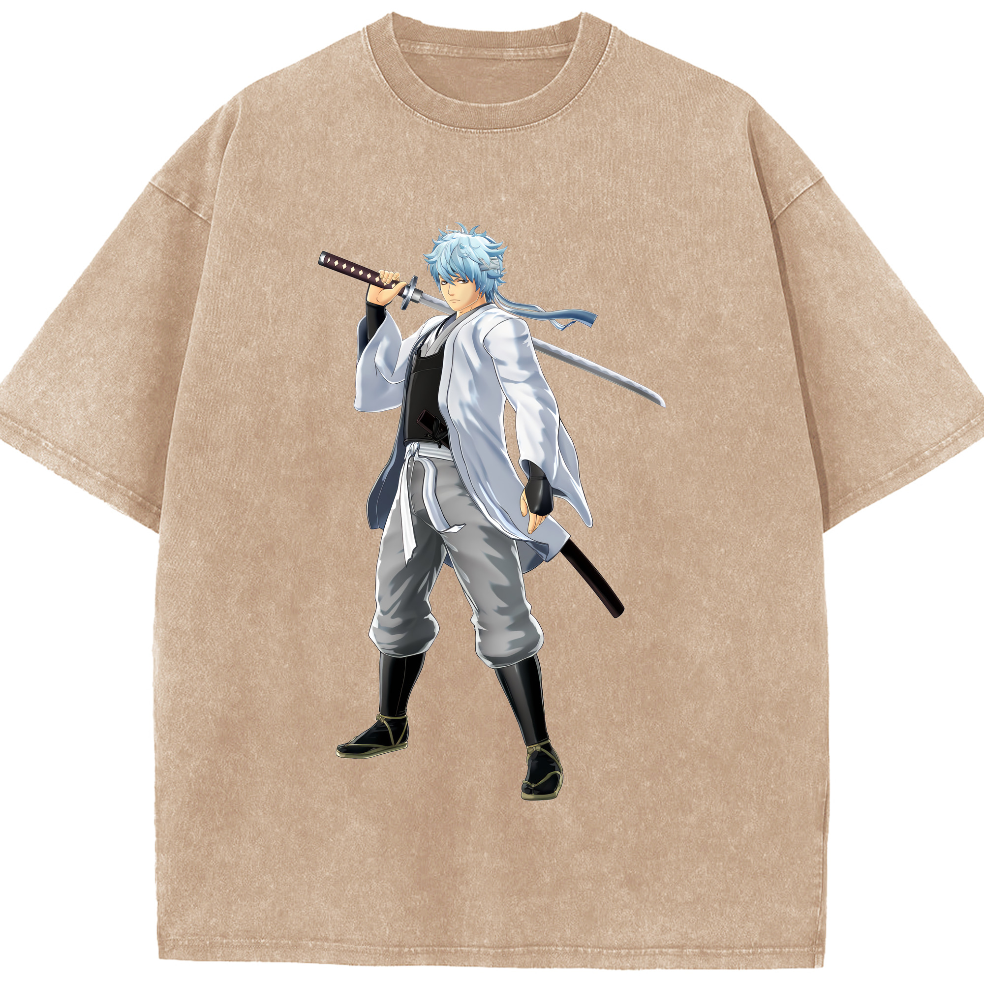 （画像用） ぎんたま 坂田銀時（さかたぎんとき） 神楽 志村新八（しむら しんぱち） GINTAMA Sakata Gintoki Kagura Shimura Shinpachi 綿100% ヴィンテージ風 半袖Tシャツ（フロントプリント）