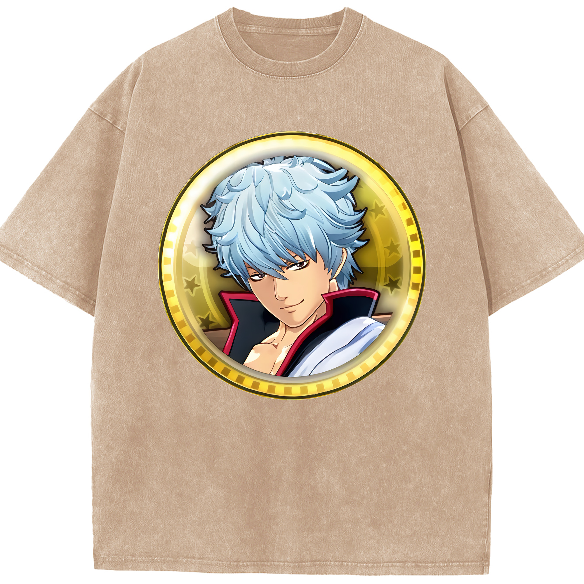 （画像用） ぎんたま 坂田銀時（さかたぎんとき） 神楽 志村新八（しむら しんぱち） GINTAMA Sakata Gintoki Kagura Shimura Shinpachi 綿100% ヴィンテージ風 半袖Tシャツ（フロントプリント）
