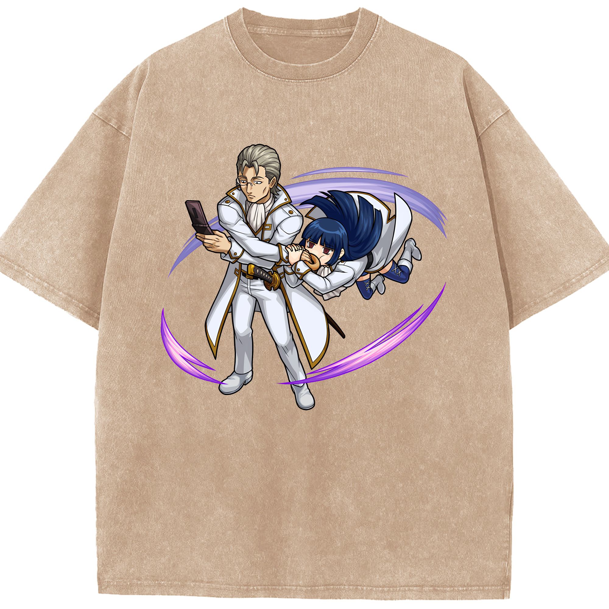 （画像用） ぎんたま 坂田銀時（さかたぎんとき） 神楽 志村新八（しむら しんぱち） GINTAMA Sakata Gintoki Kagura Shimura Shinpachi 綿100% ヴィンテージ風 半袖Tシャツ（フロントプリント）