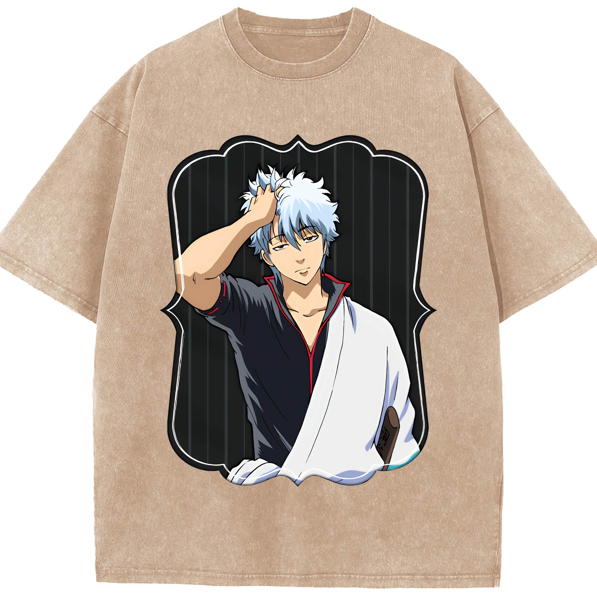 （画像用） ぎんたま 坂田銀時（さかたぎんとき） 神楽 志村新八（しむら しんぱち） GINTAMA Sakata Gintoki Kagura Shimura Shinpachi 綿100% ヴィンテージ風 半袖Tシャツ（フロントプリント）
