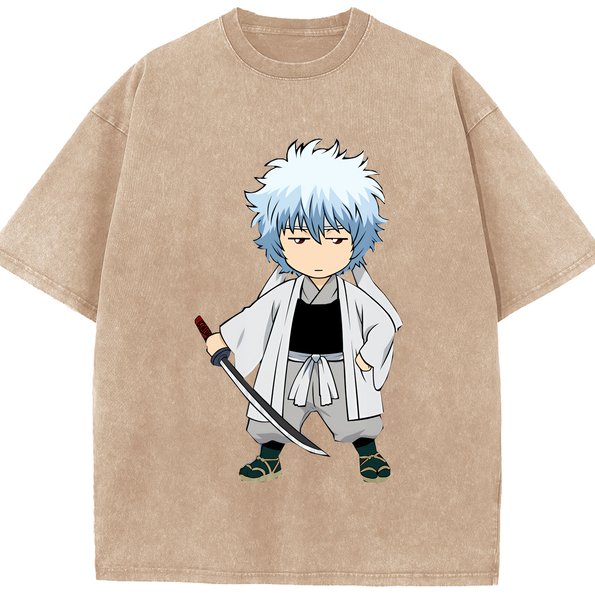 （画像用） ぎんたま 坂田銀時（さかたぎんとき） 神楽 志村新八（しむら しんぱち） GINTAMA Sakata Gintoki Kagura Shimura Shinpachi 綿100% ヴィンテージ風 半袖Tシャツ（フロントプリント）