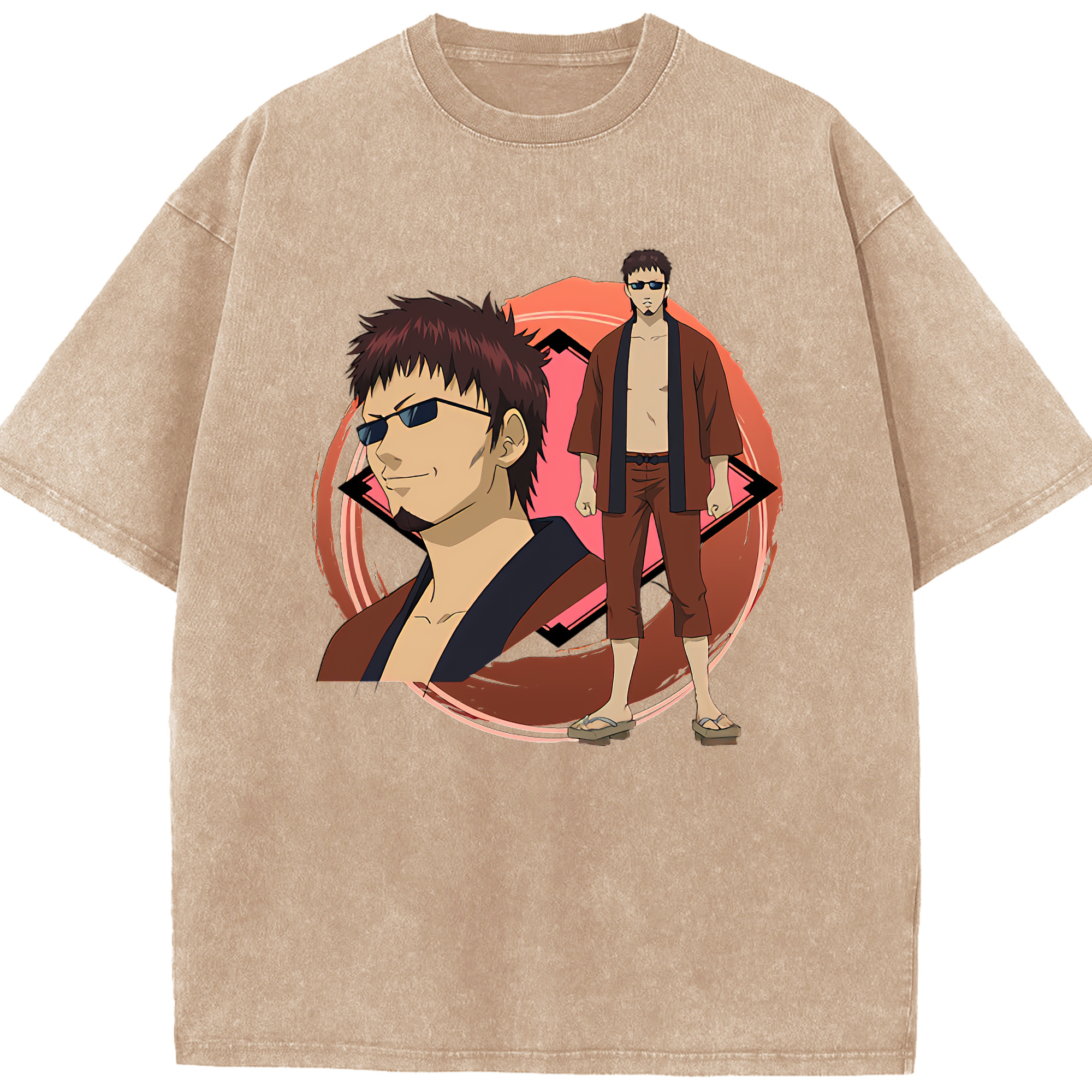 （画像用） ぎんたま 坂田銀時（さかたぎんとき） 神楽 志村新八（しむら しんぱち） GINTAMA Sakata Gintoki Kagura Shimura Shinpachi 綿100% ヴィンテージ風 半袖Tシャツ（フロントプリント）