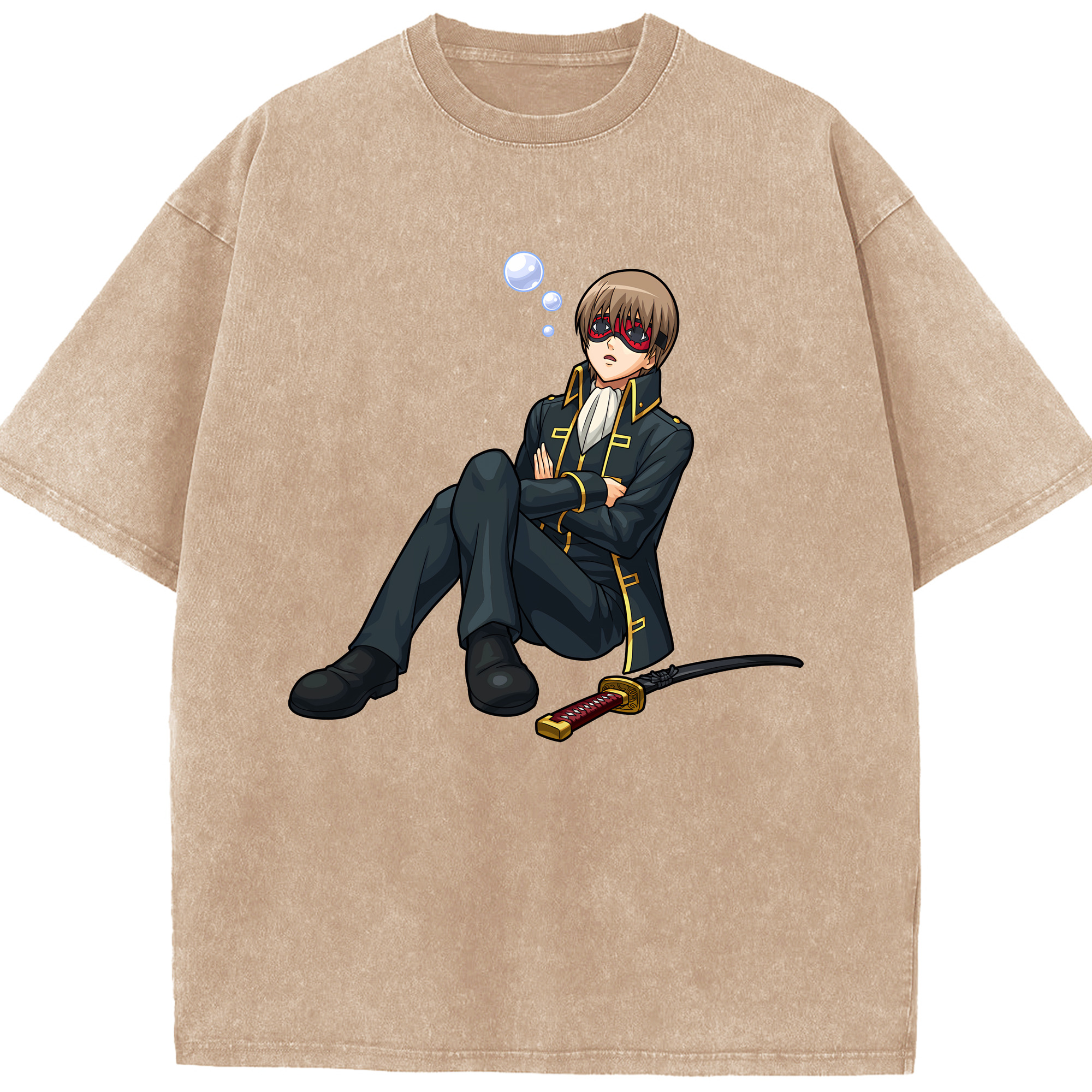 （画像用） ぎんたま 坂田銀時（さかたぎんとき） 神楽 志村新八（しむら しんぱち） GINTAMA Sakata Gintoki Kagura Shimura Shinpachi 綿100% ヴィンテージ風 半袖Tシャツ（フロントプリント）