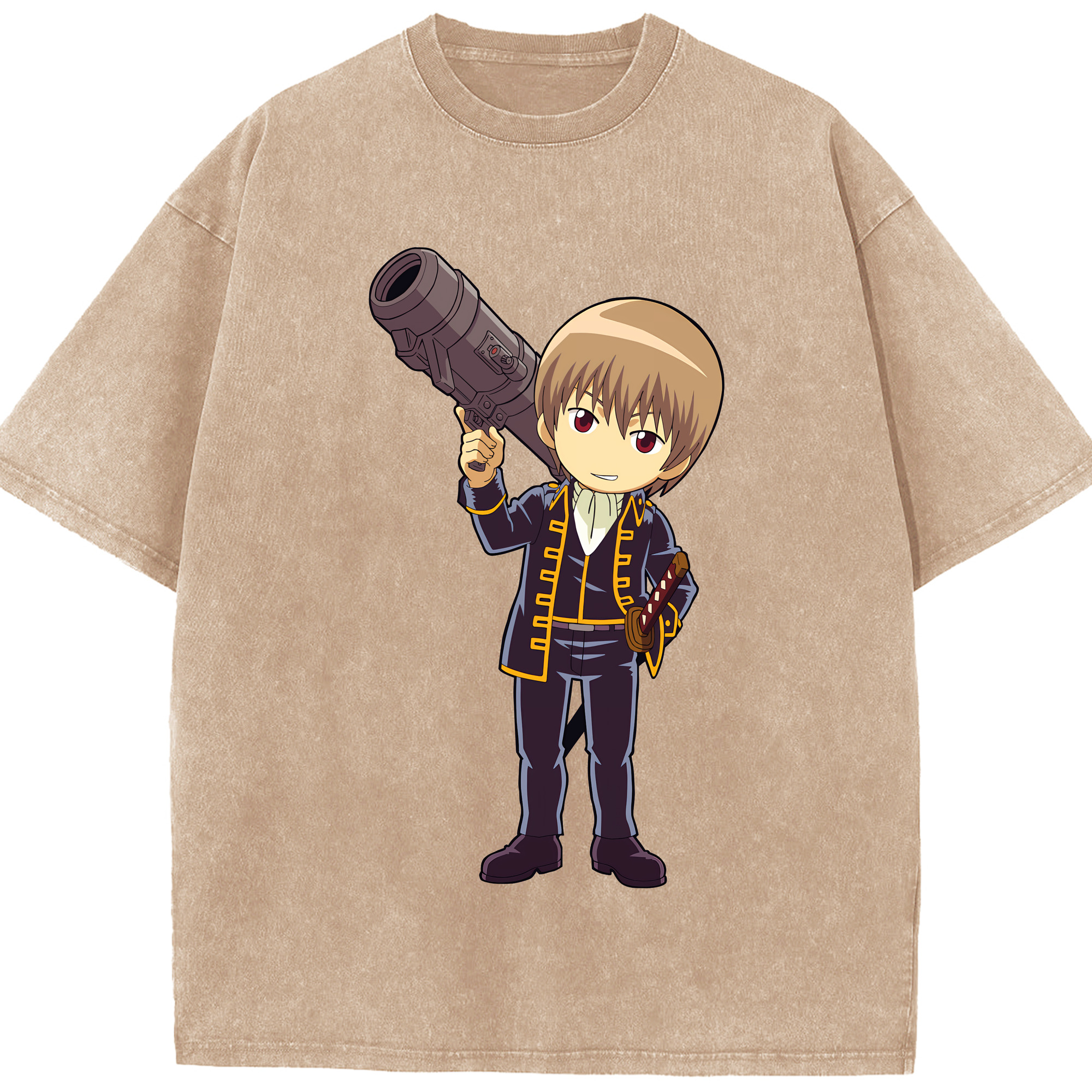 （画像用） ぎんたま 坂田銀時（さかたぎんとき） 神楽 志村新八（しむら しんぱち） GINTAMA Sakata Gintoki Kagura Shimura Shinpachi 綿100% ヴィンテージ風 半袖Tシャツ（フロントプリント）