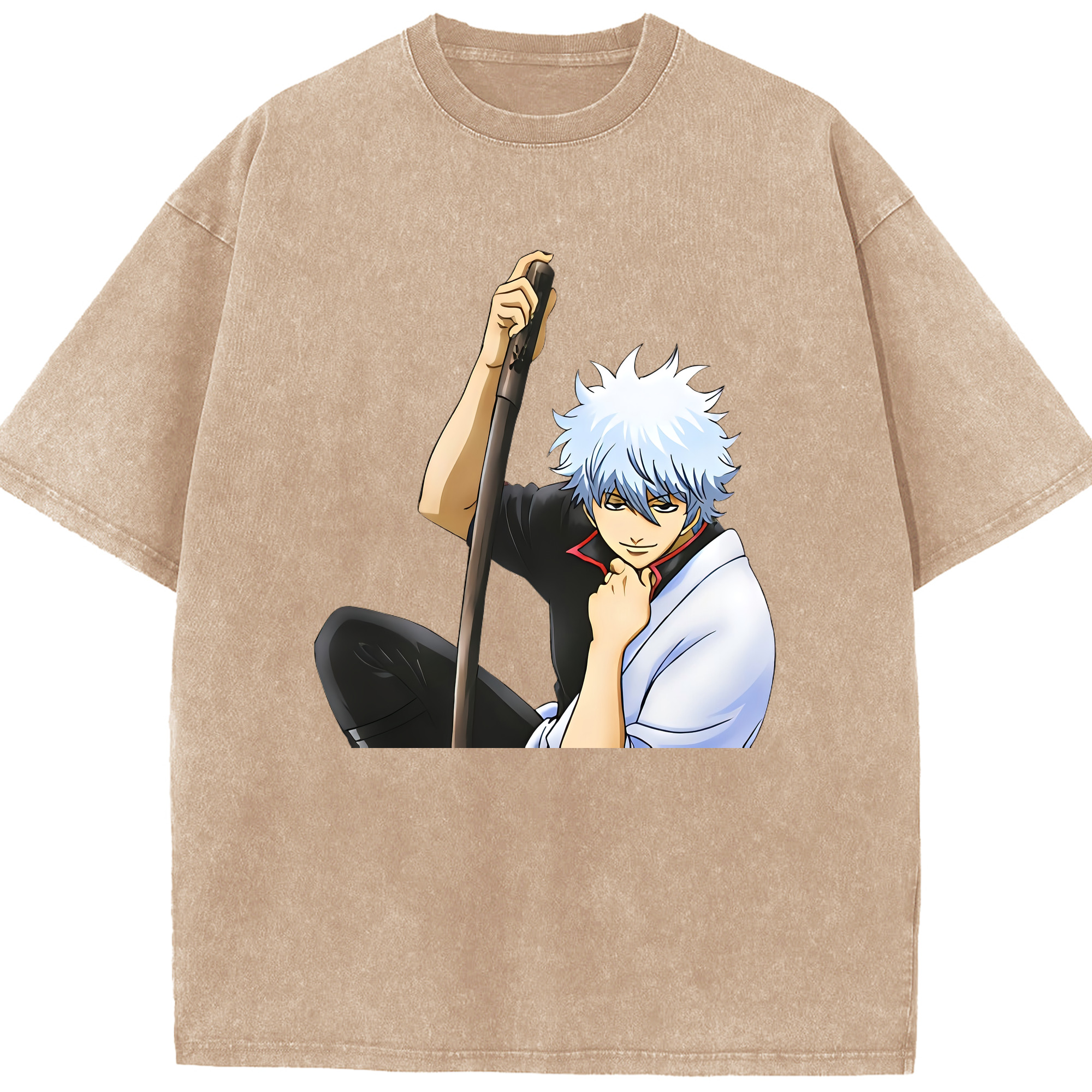 （画像用） ぎんたま 坂田銀時（さかたぎんとき） 神楽 志村新八（しむら しんぱち） GINTAMA Sakata Gintoki Kagura Shimura Shinpachi 綿100% ヴィンテージ風 半袖Tシャツ（フロントプリント）
