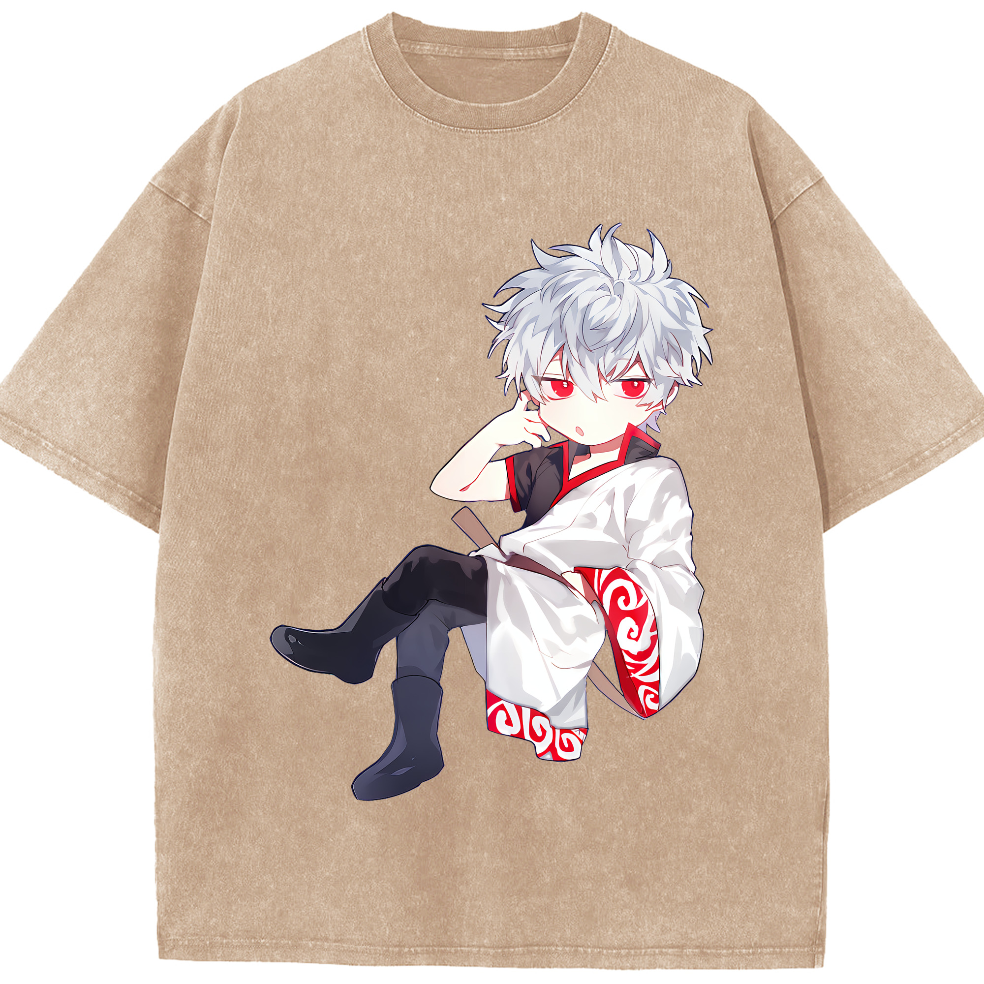 （画像用） ぎんたま 坂田銀時（さかたぎんとき） 神楽 志村新八（しむら しんぱち） GINTAMA Sakata Gintoki Kagura Shimura Shinpachi 綿100% ヴィンテージ風 半袖Tシャツ（フロントプリント）