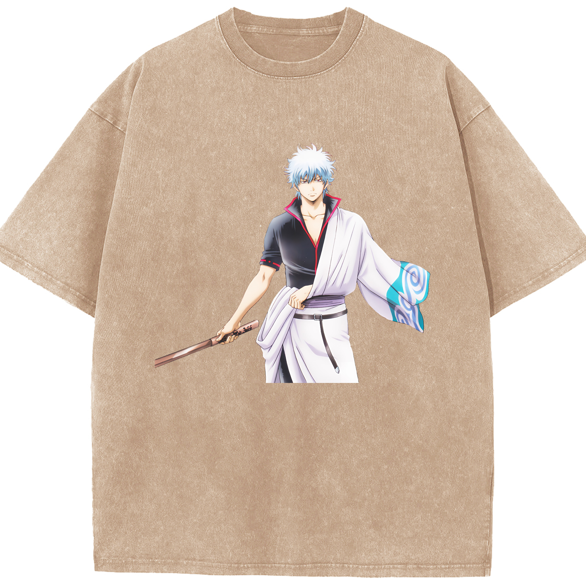 （画像用） ぎんたま 坂田銀時（さかたぎんとき） 神楽 志村新八（しむら しんぱち） GINTAMA Sakata Gintoki Kagura Shimura Shinpachi 綿100% ヴィンテージ風 半袖Tシャツ（フロントプリント）