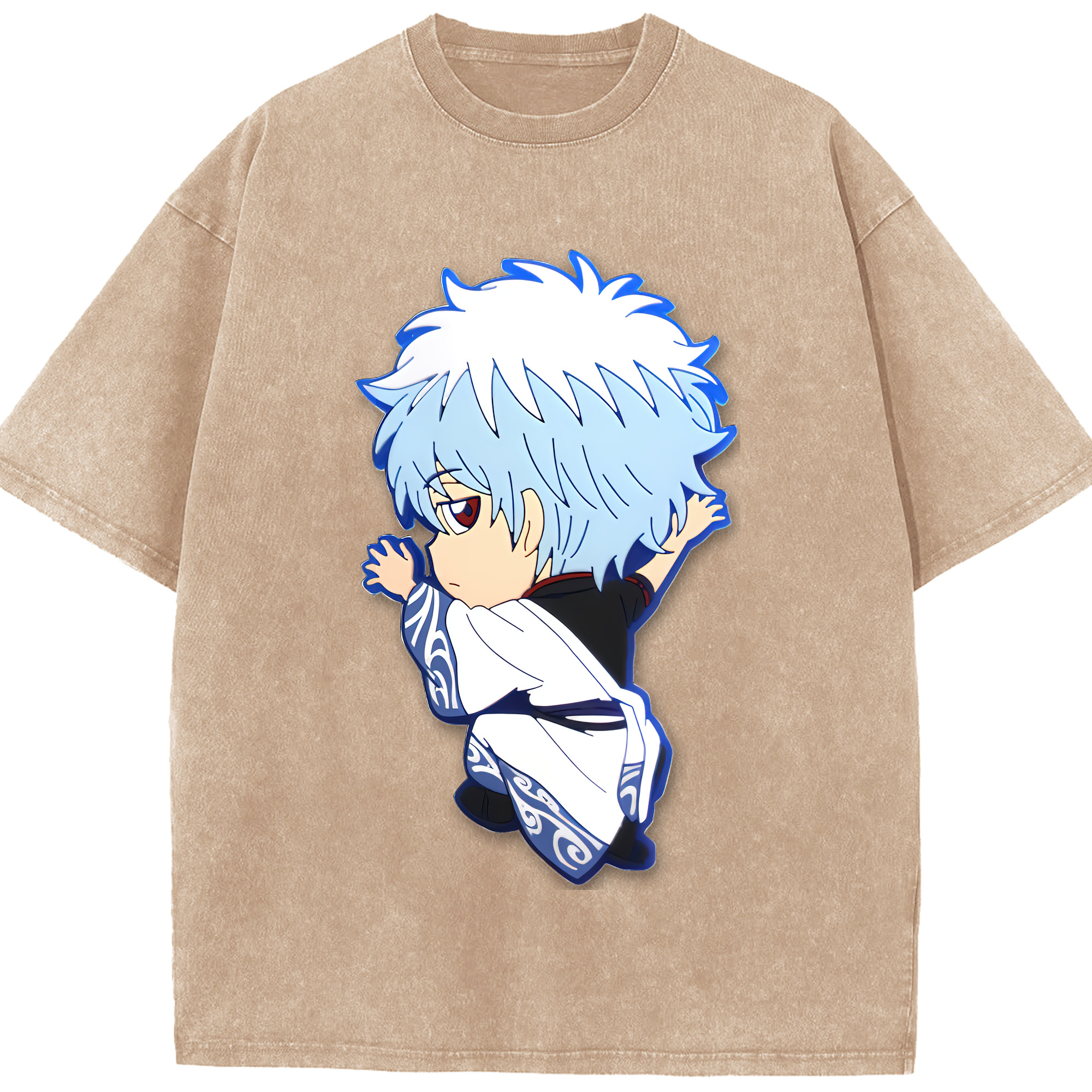 （画像用） ぎんたま 坂田銀時（さかたぎんとき） 神楽 志村新八（しむら しんぱち） GINTAMA Sakata Gintoki Kagura Shimura Shinpachi 綿100% ヴィンテージ風 半袖Tシャツ（フロントプリント）