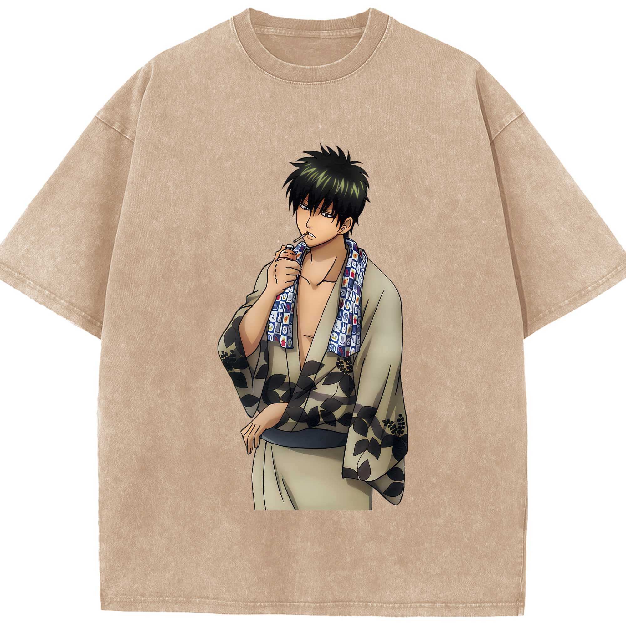 （画像用） ぎんたま 坂田銀時（さかたぎんとき） 神楽 志村新八（しむら しんぱち） GINTAMA Sakata Gintoki Kagura Shimura Shinpachi 綿100% ヴィンテージ風 半袖Tシャツ（フロントプリント）