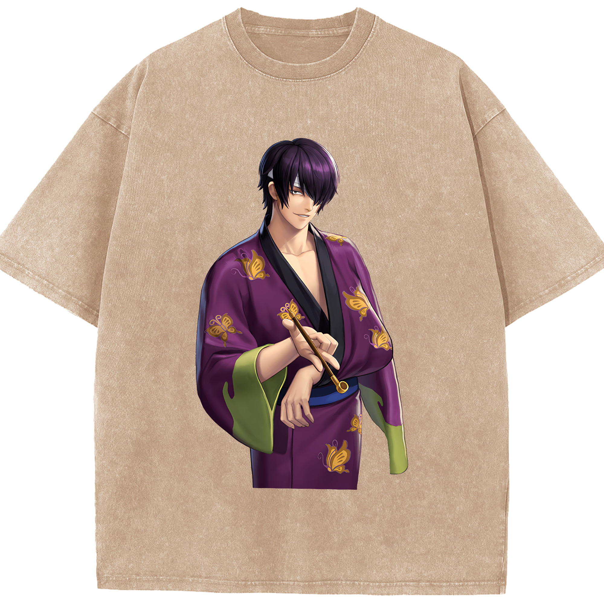（画像用） ぎんたま 坂田銀時（さかたぎんとき） 神楽 志村新八（しむら しんぱち） GINTAMA Sakata Gintoki Kagura Shimura Shinpachi 綿100% ヴィンテージ風 半袖Tシャツ（フロントプリント）