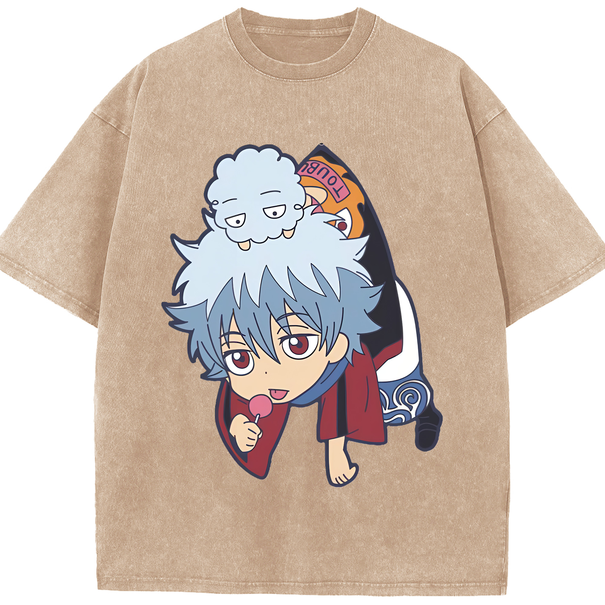 （画像用） ぎんたま 坂田銀時（さかたぎんとき） 神楽 志村新八（しむら しんぱち） GINTAMA Sakata Gintoki Kagura Shimura Shinpachi 綿100% ヴィンテージ風 半袖Tシャツ（フロントプリント）