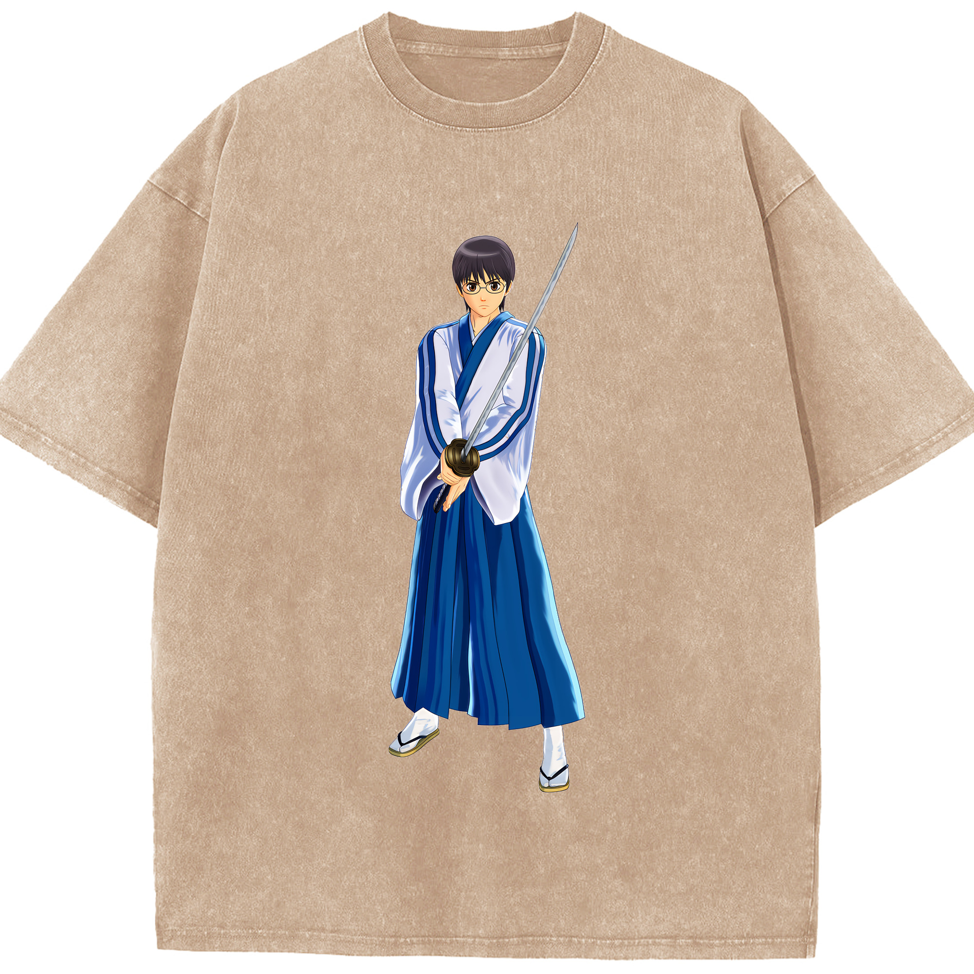 （画像用） ぎんたま 坂田銀時（さかたぎんとき） 神楽 志村新八（しむら しんぱち） GINTAMA Sakata Gintoki Kagura Shimura Shinpachi 綿100% ヴィンテージ風 半袖Tシャツ（フロントプリント）