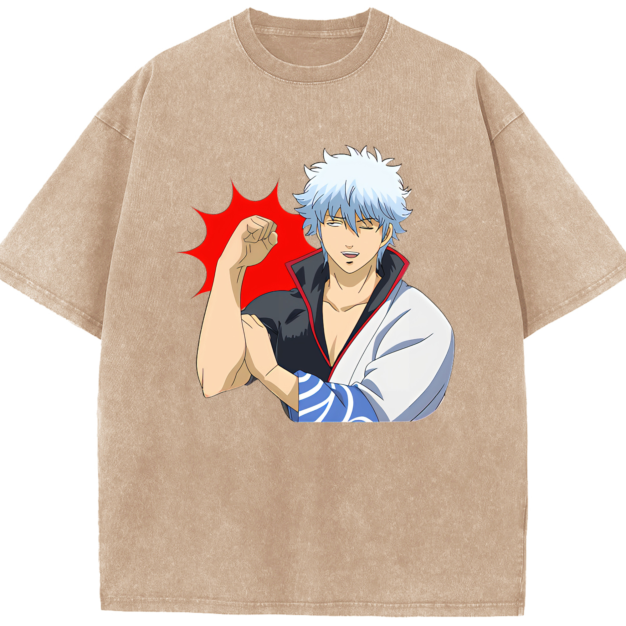 （画像用） ぎんたま 坂田銀時（さかたぎんとき） 神楽 志村新八（しむら しんぱち） GINTAMA Sakata Gintoki Kagura Shimura Shinpachi 綿100% ヴィンテージ風 半袖Tシャツ（フロントプリント）