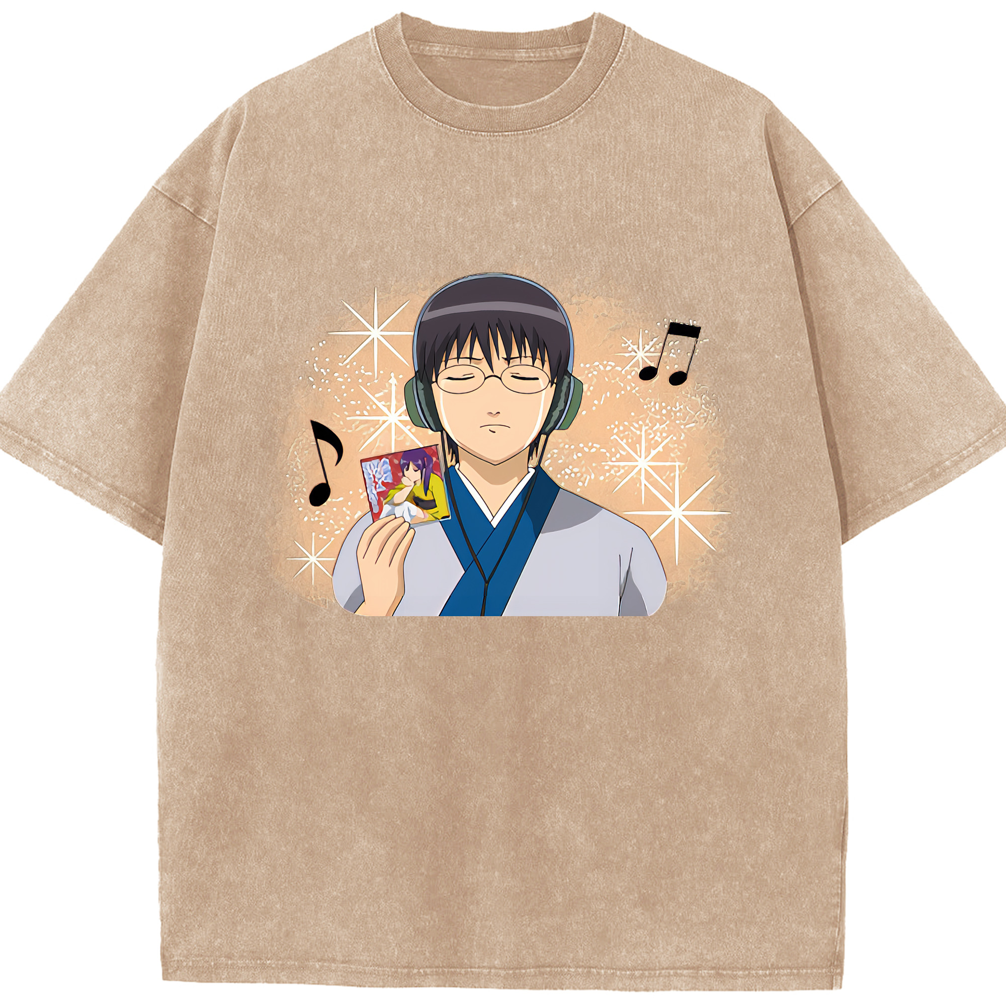 （画像用） ぎんたま 坂田銀時（さかたぎんとき） 神楽 志村新八（しむら しんぱち） GINTAMA Sakata Gintoki Kagura Shimura Shinpachi 綿100% ヴィンテージ風 半袖Tシャツ（フロントプリント）