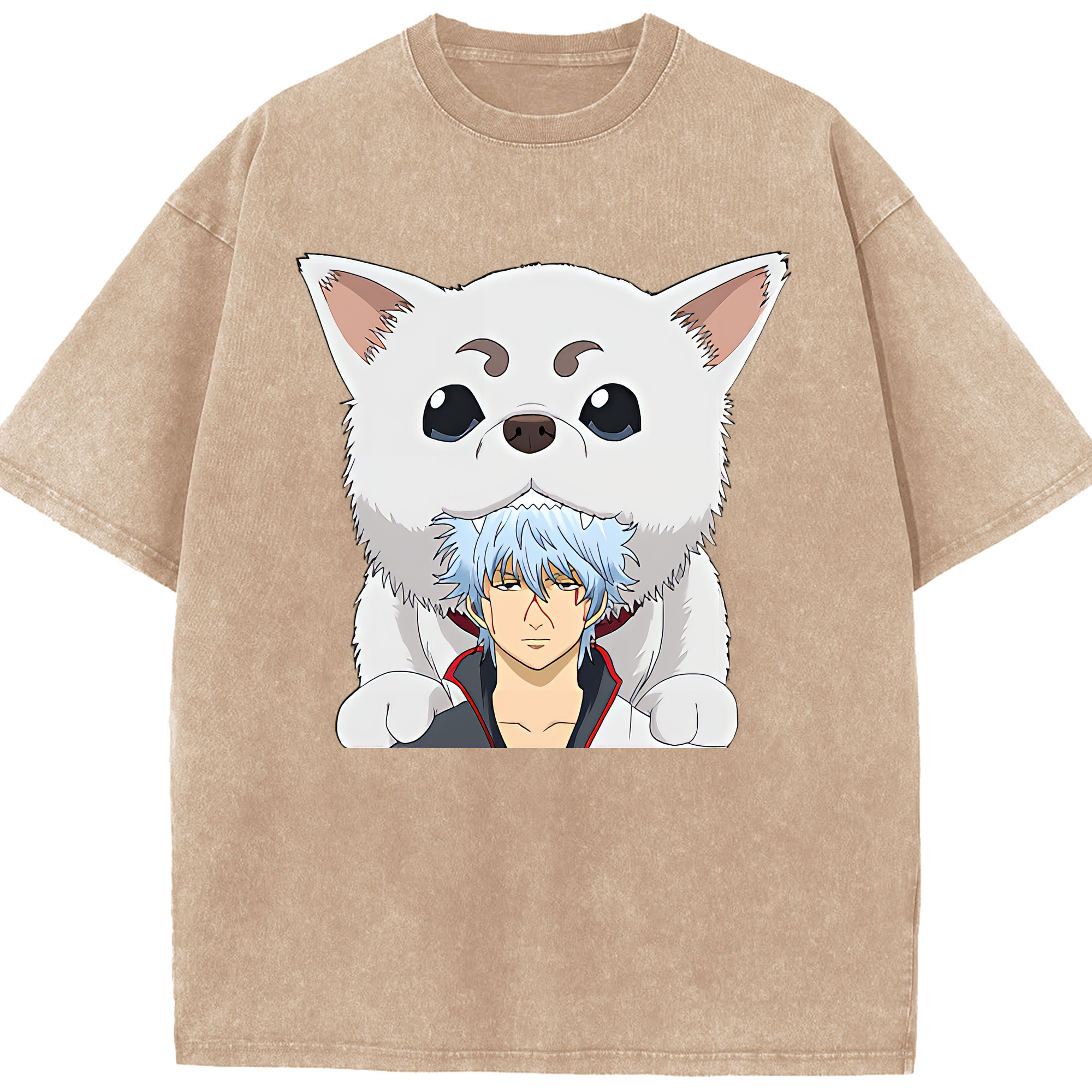 （画像用） ぎんたま 坂田銀時（さかたぎんとき） 神楽 志村新八（しむら しんぱち） GINTAMA Sakata Gintoki Kagura Shimura Shinpachi 綿100% ヴィンテージ風 半袖Tシャツ（フロントプリント）