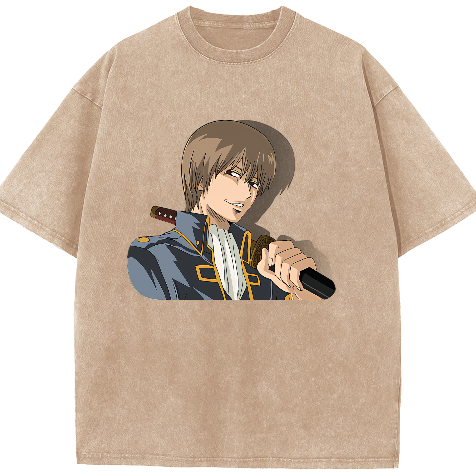 （画像用） ぎんたま 坂田銀時（さかたぎんとき） 神楽 志村新八（しむら しんぱち） GINTAMA Sakata Gintoki Kagura Shimura Shinpachi 綿100% ヴィンテージ風 半袖Tシャツ（フロントプリント）