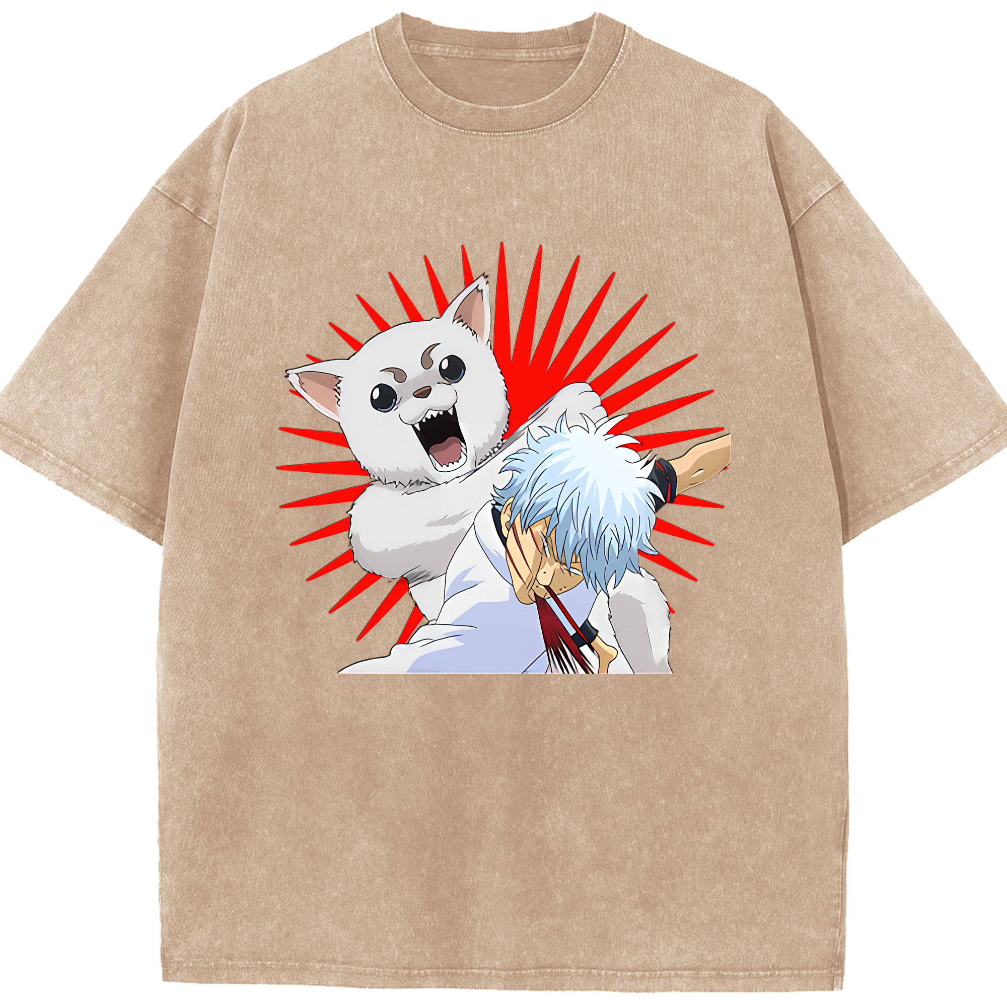 （画像用） ぎんたま 坂田銀時（さかたぎんとき） 神楽 志村新八（しむら しんぱち） GINTAMA Sakata Gintoki Kagura Shimura Shinpachi 綿100% ヴィンテージ風 半袖Tシャツ（フロントプリント）
