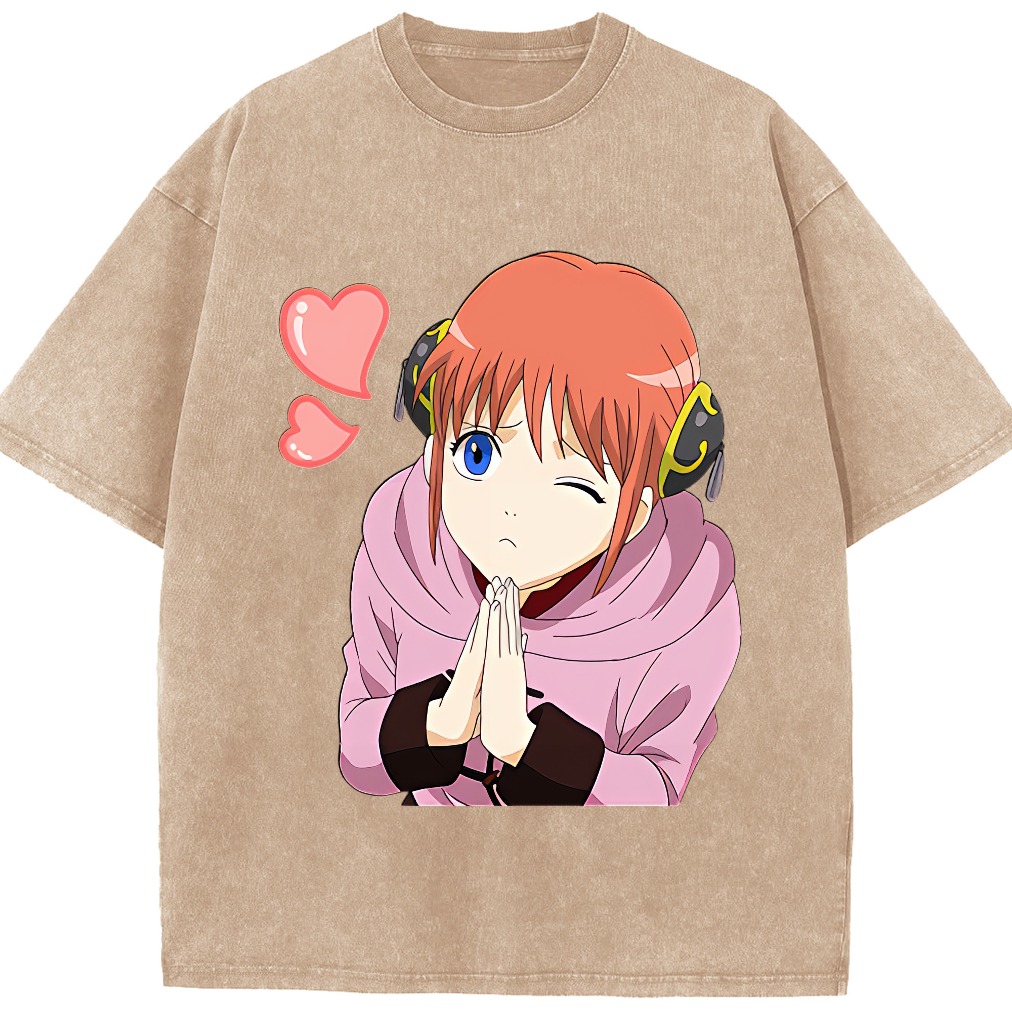 （画像用） ぎんたま 坂田銀時（さかたぎんとき） 神楽 志村新八（しむら しんぱち） GINTAMA Sakata Gintoki Kagura Shimura Shinpachi 綿100% ヴィンテージ風 半袖Tシャツ（フロントプリント）