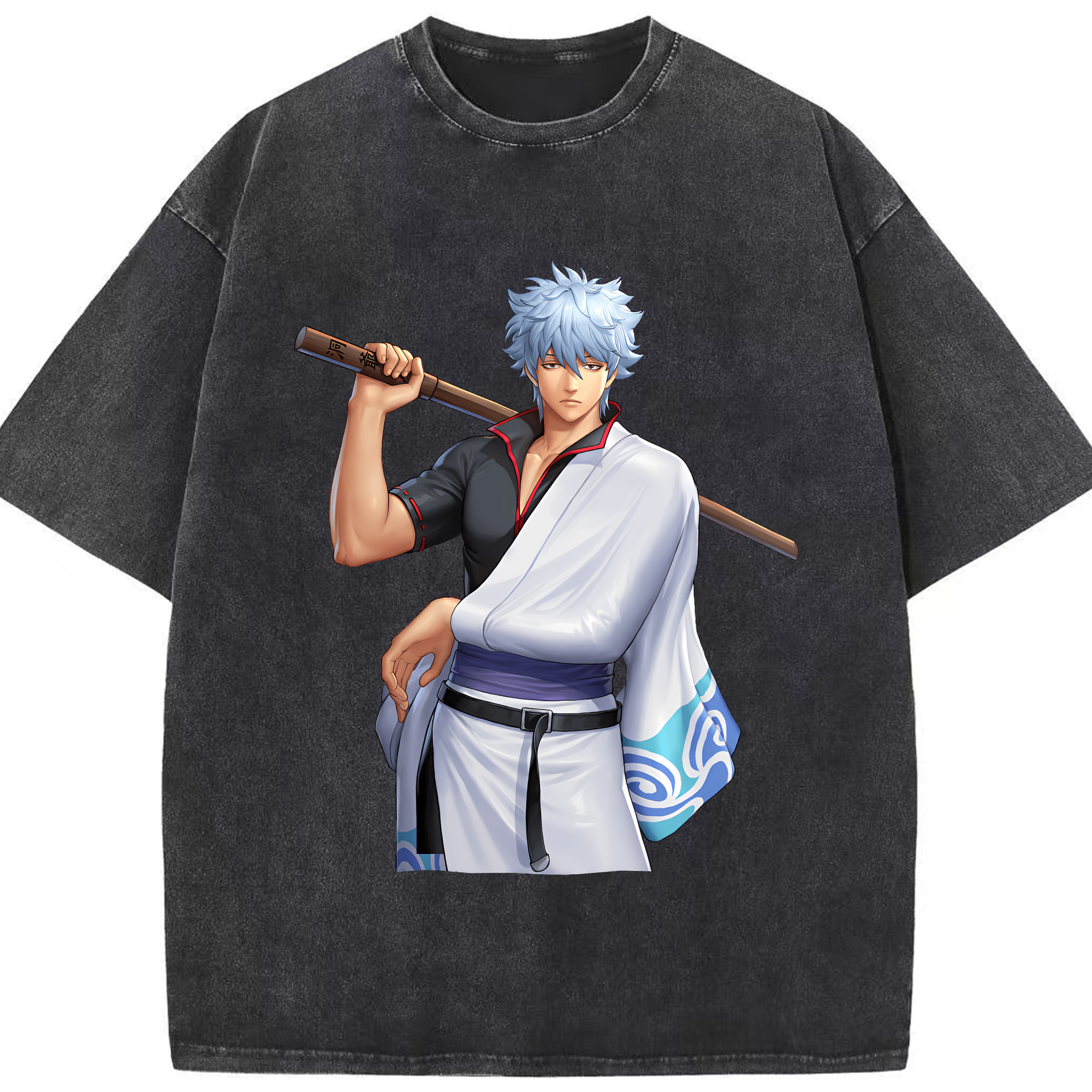 （画像用） ぎんたま 坂田銀時（さかたぎんとき） 神楽 志村新八（しむら しんぱち） GINTAMA Sakata Gintoki Kagura Shimura Shinpachi 綿100% ヴィンテージ風 半袖Tシャツ（フロントプリント）