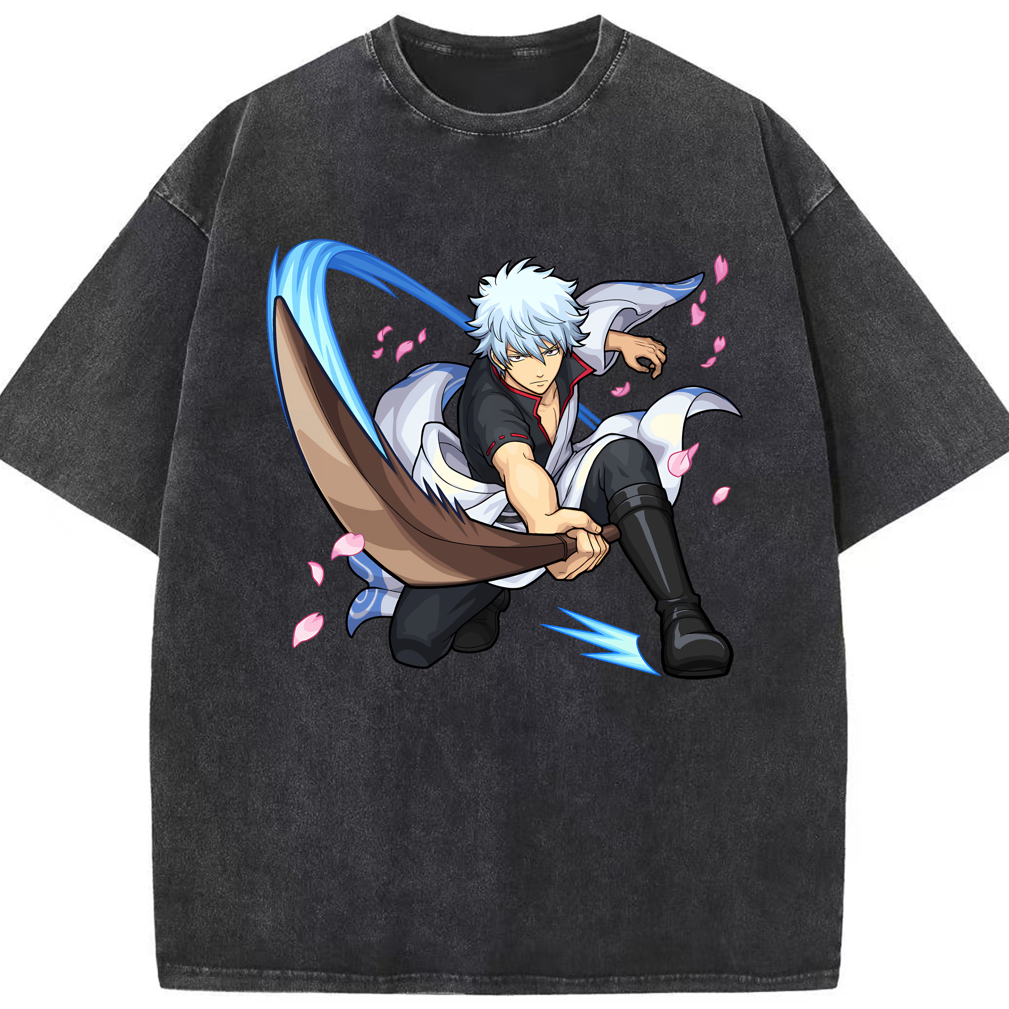 （画像用） ぎんたま 坂田銀時（さかたぎんとき） 神楽 志村新八（しむら しんぱち） GINTAMA Sakata Gintoki Kagura Shimura Shinpachi 綿100% ヴィンテージ風 半袖Tシャツ（フロントプリント）