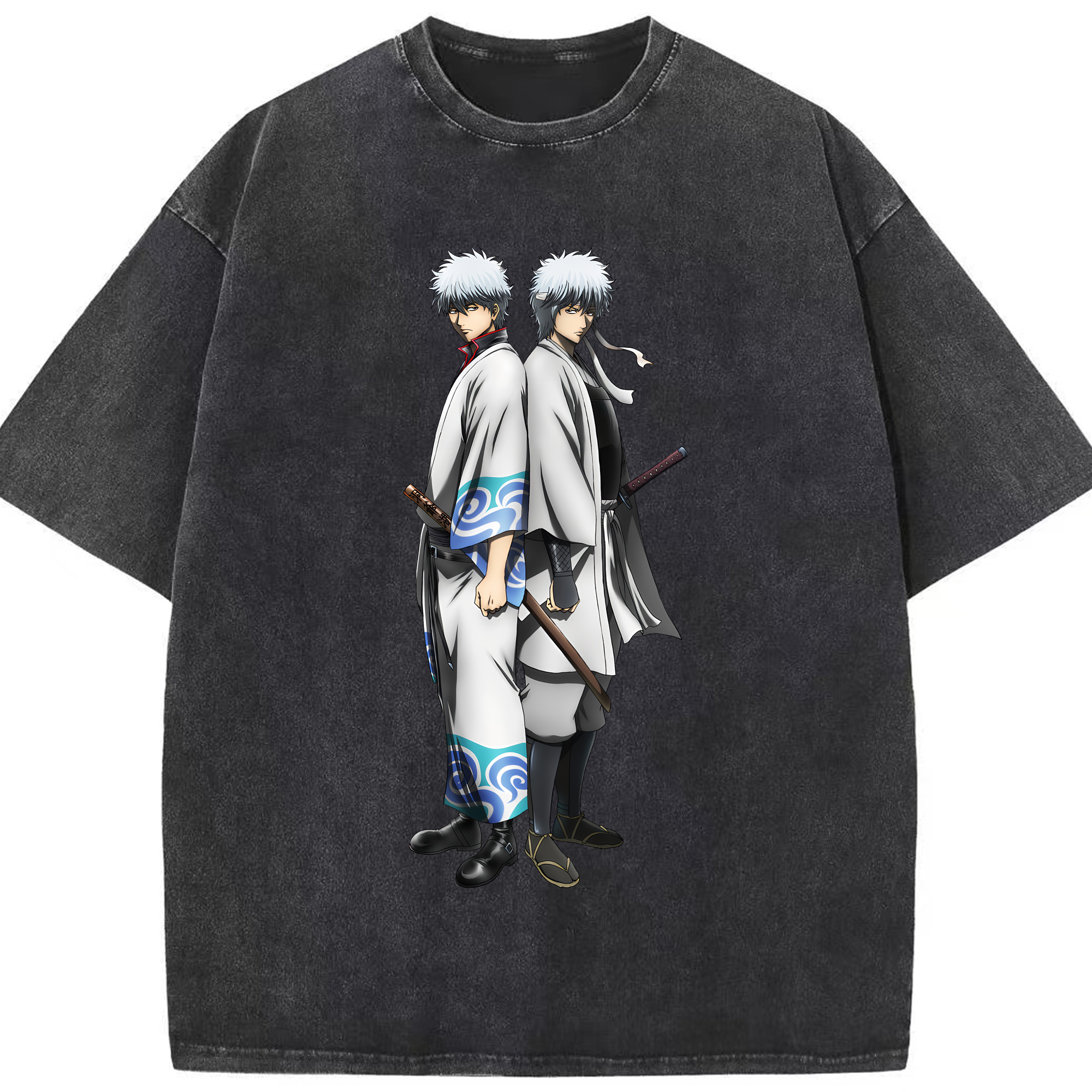 （画像用） ぎんたま 坂田銀時（さかたぎんとき） 神楽 志村新八（しむら しんぱち） GINTAMA Sakata Gintoki Kagura Shimura Shinpachi 綿100% ヴィンテージ風 半袖Tシャツ（フロントプリント）