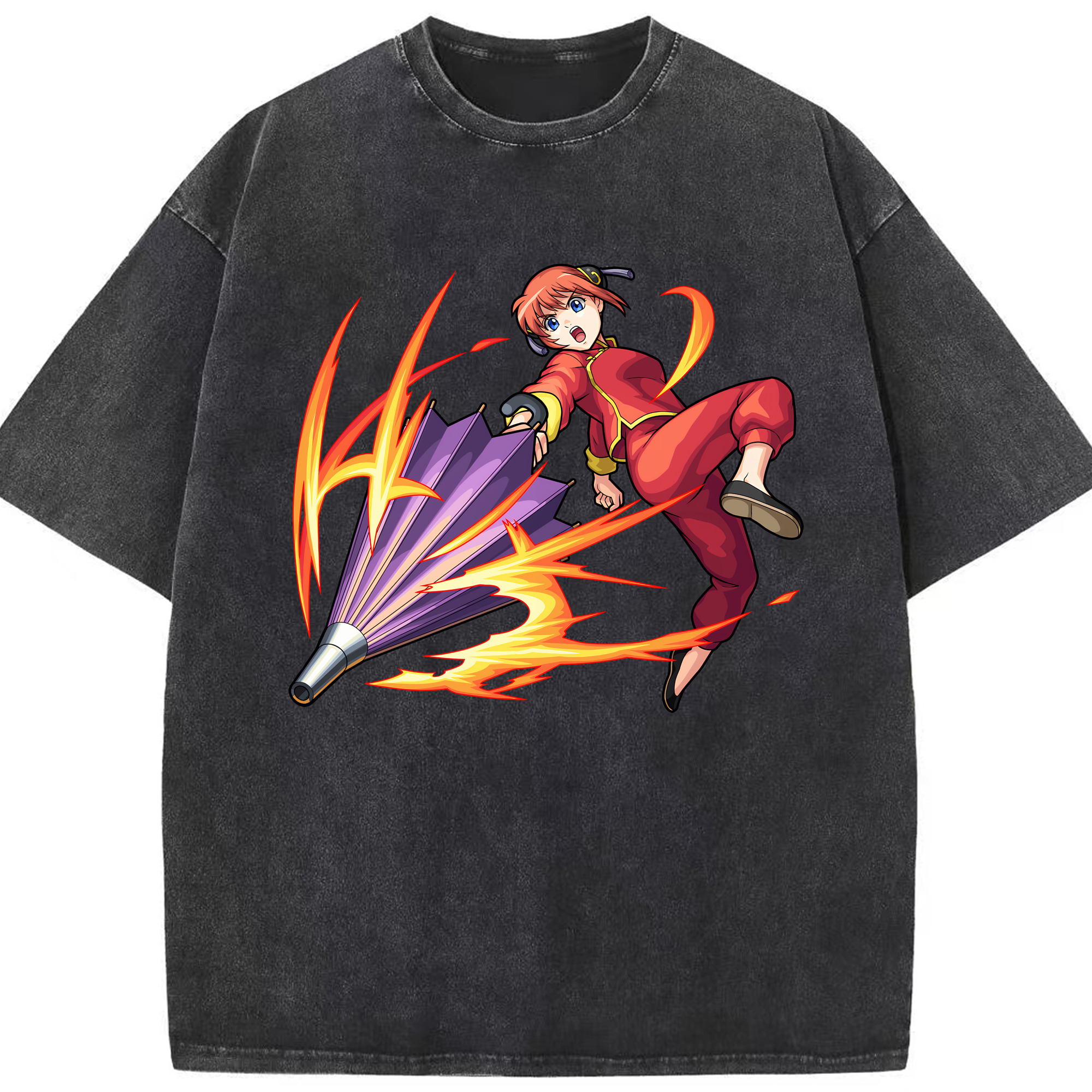 （画像用） ぎんたま 坂田銀時（さかたぎんとき） 神楽 志村新八（しむら しんぱち） GINTAMA Sakata Gintoki Kagura Shimura Shinpachi 綿100% ヴィンテージ風 半袖Tシャツ（フロントプリント）