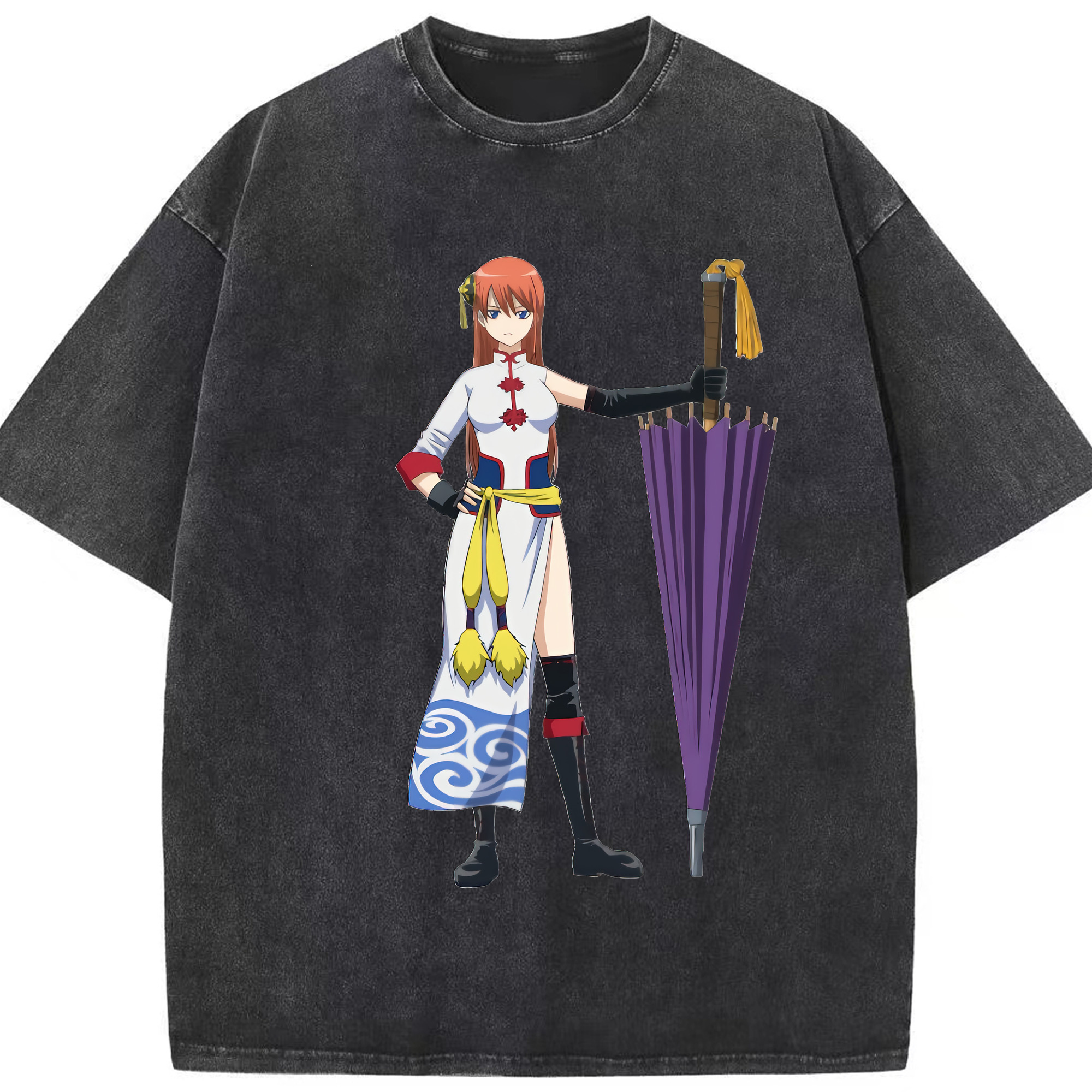 （画像用） ぎんたま 坂田銀時（さかたぎんとき） 神楽 志村新八（しむら しんぱち） GINTAMA Sakata Gintoki Kagura Shimura Shinpachi 綿100% ヴィンテージ風 半袖Tシャツ（フロントプリント）