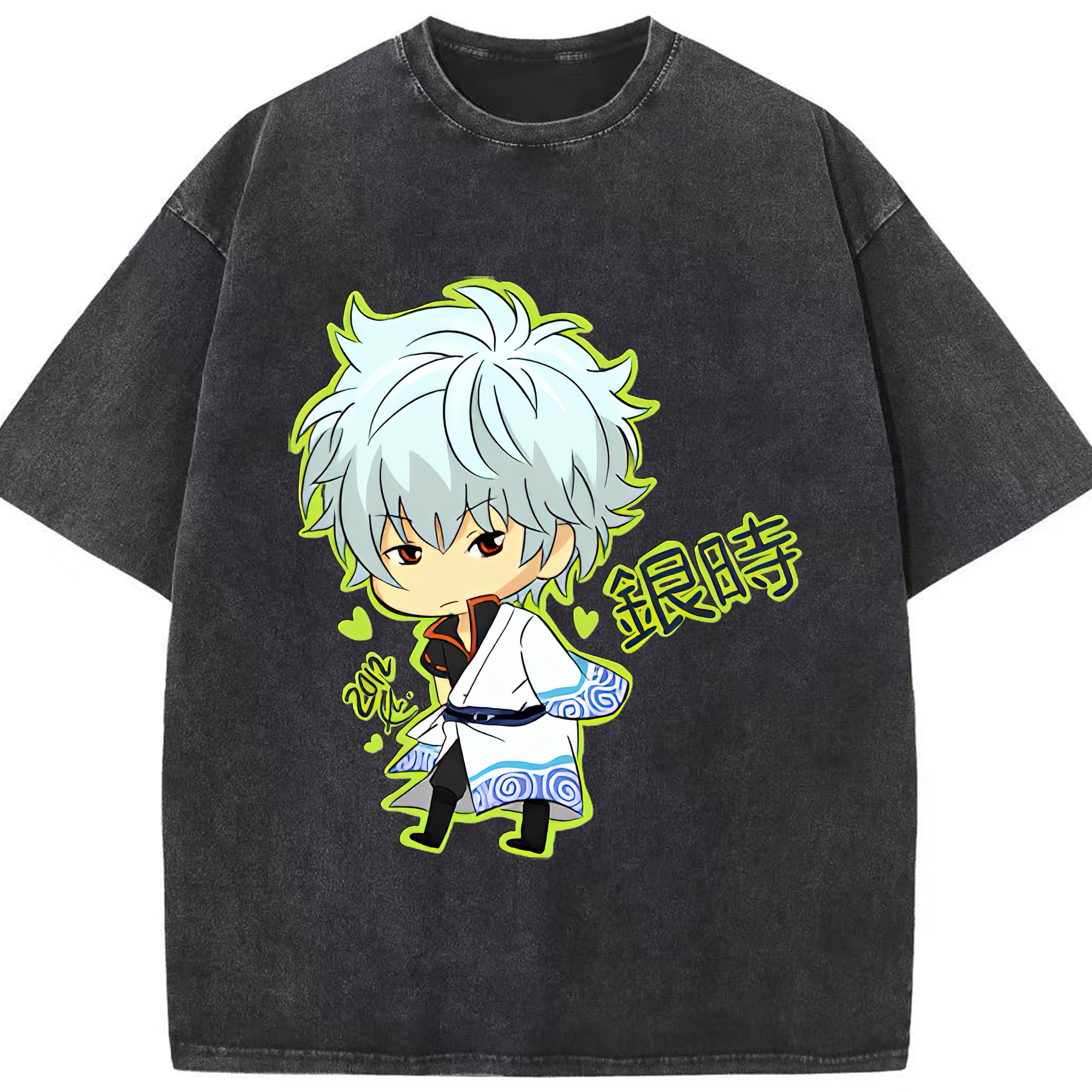 （画像用） ぎんたま 坂田銀時（さかたぎんとき） 神楽 志村新八（しむら しんぱち） GINTAMA Sakata Gintoki Kagura Shimura Shinpachi 綿100% ヴィンテージ風 半袖Tシャツ（フロントプリント）