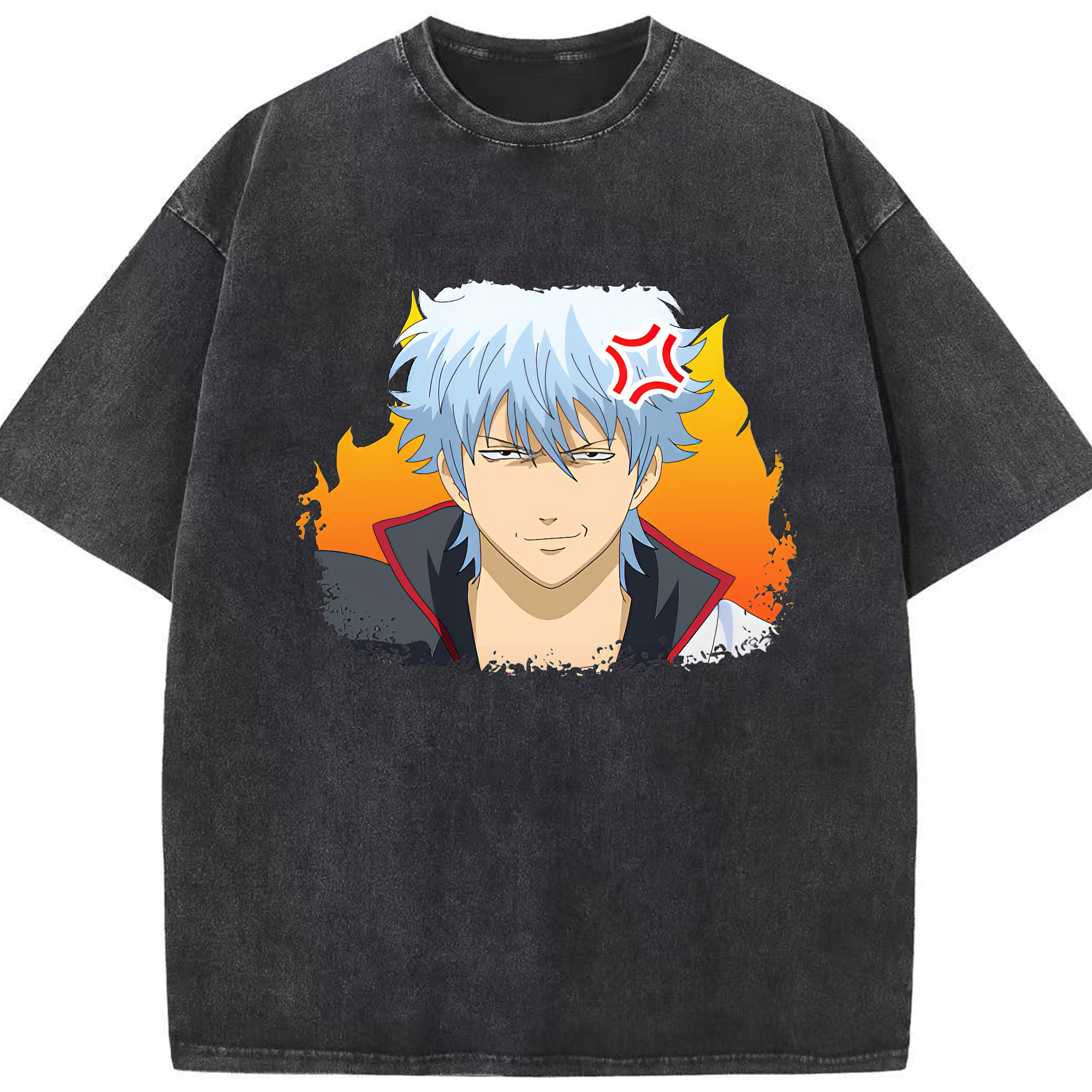 （画像用） ぎんたま 坂田銀時（さかたぎんとき） 神楽 志村新八（しむら しんぱち） GINTAMA Sakata Gintoki Kagura Shimura Shinpachi 綿100% ヴィンテージ風 半袖Tシャツ（フロントプリント）
