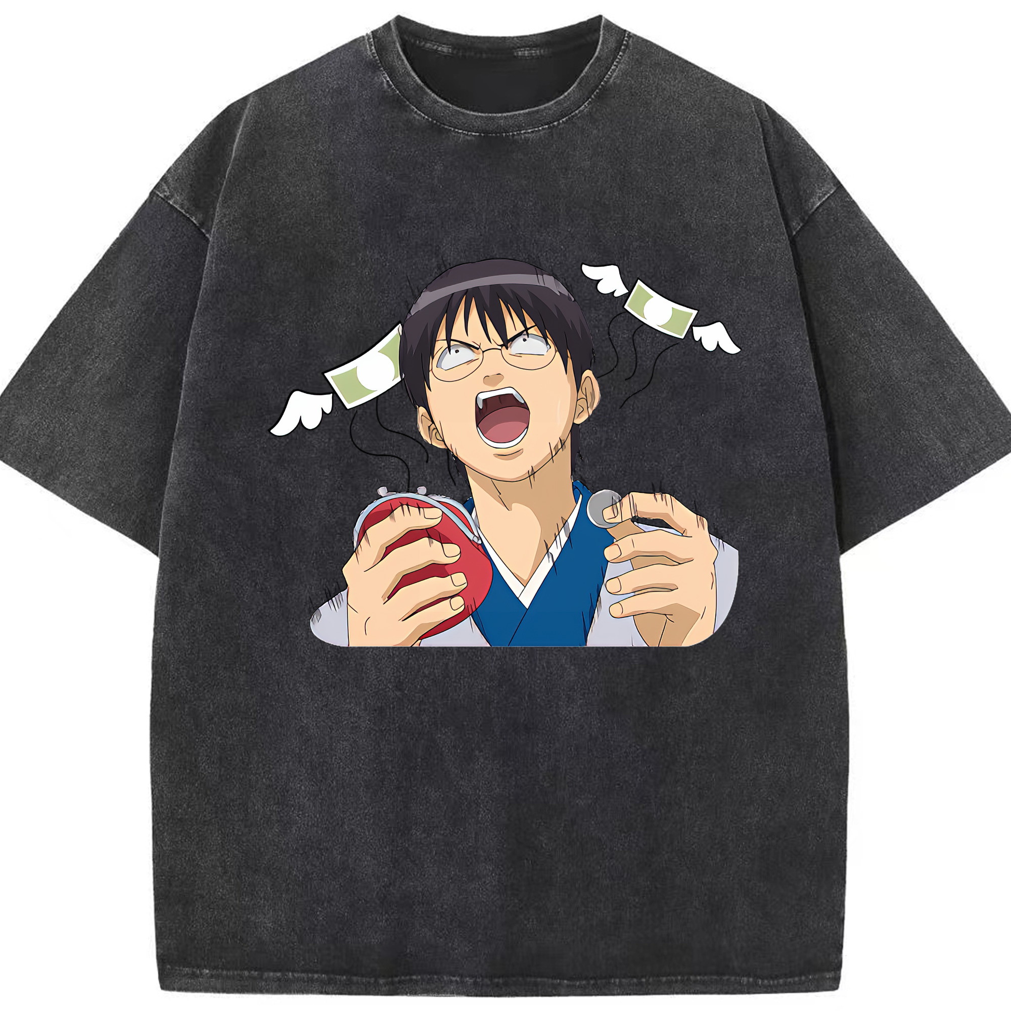 （画像用） ぎんたま 坂田銀時（さかたぎんとき） 神楽 志村新八（しむら しんぱち） GINTAMA Sakata Gintoki Kagura Shimura Shinpachi 綿100% ヴィンテージ風 半袖Tシャツ（フロントプリント）