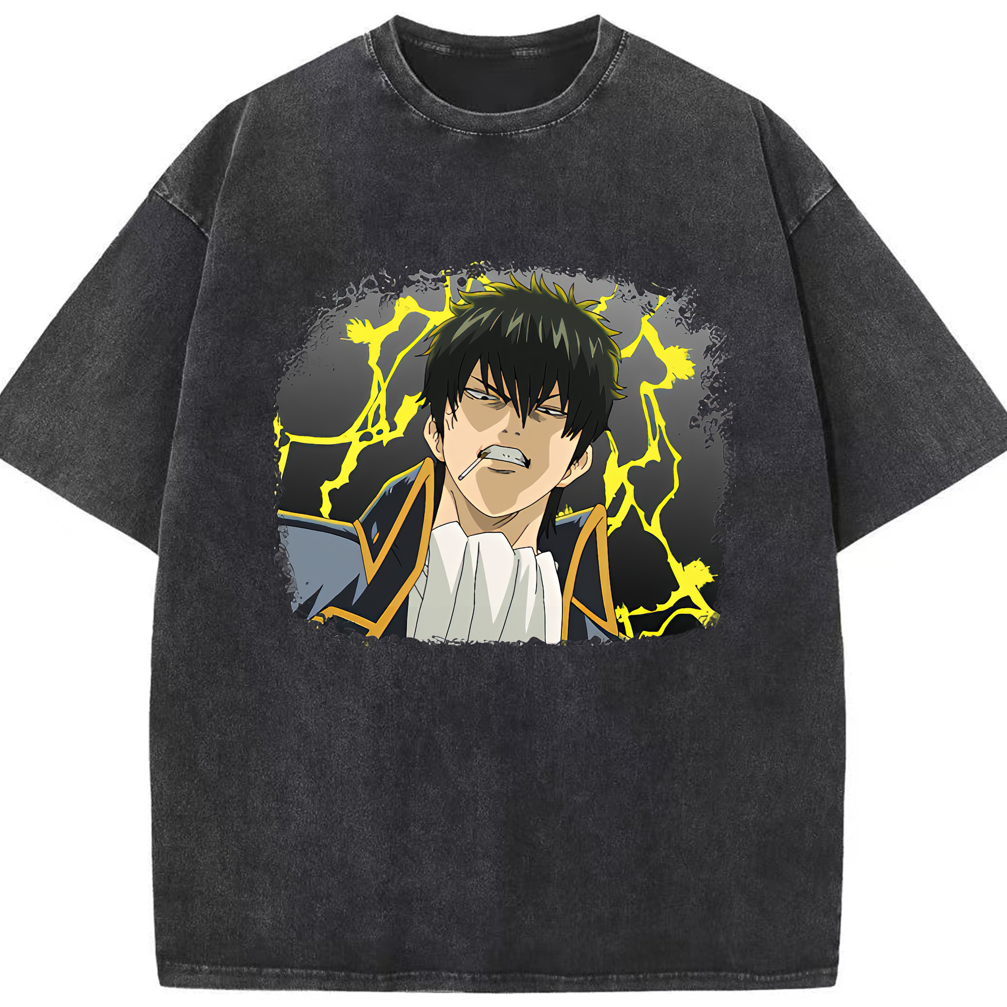 （画像用） ぎんたま 坂田銀時（さかたぎんとき） 神楽 志村新八（しむら しんぱち） GINTAMA Sakata Gintoki Kagura Shimura Shinpachi 綿100% ヴィンテージ風 半袖Tシャツ（フロントプリント）
