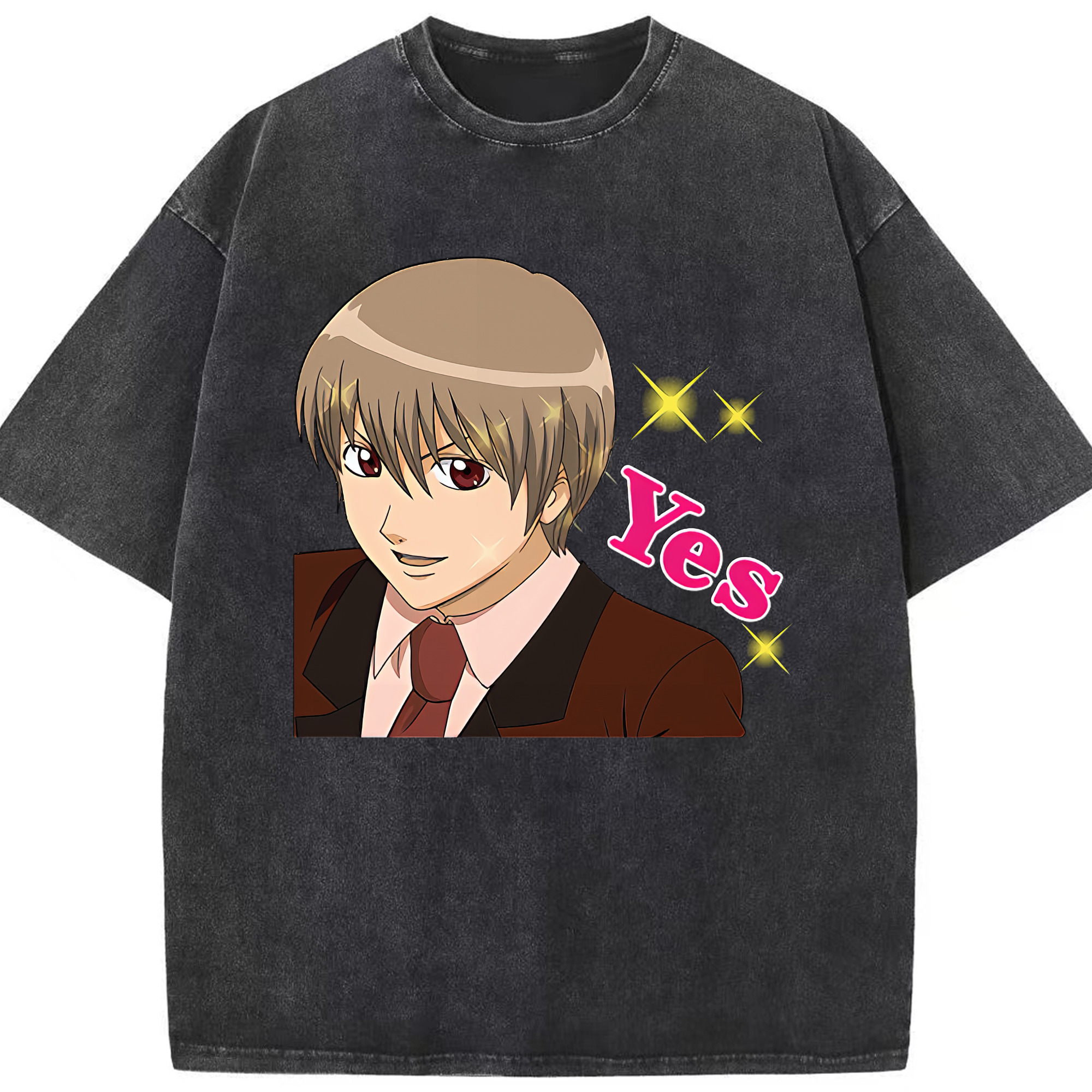 （画像用） ぎんたま 坂田銀時（さかたぎんとき） 神楽 志村新八（しむら しんぱち） GINTAMA Sakata Gintoki Kagura Shimura Shinpachi 綿100% ヴィンテージ風 半袖Tシャツ（フロントプリント）