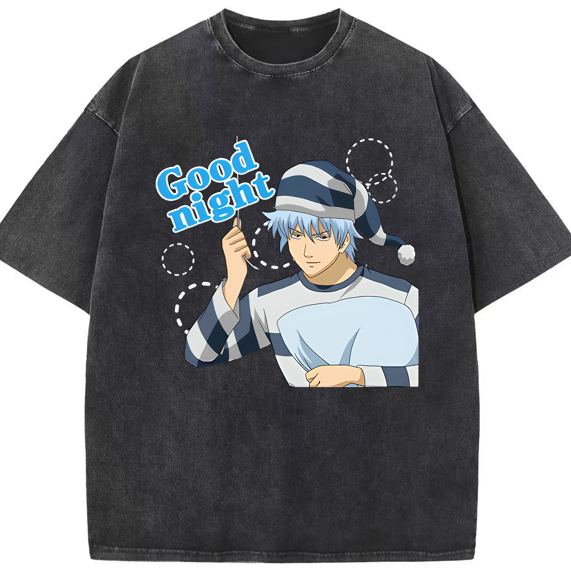 （画像用） ぎんたま 坂田銀時（さかたぎんとき） 神楽 志村新八（しむら しんぱち） GINTAMA Sakata Gintoki Kagura Shimura Shinpachi 綿100% ヴィンテージ風 半袖Tシャツ（フロントプリント）