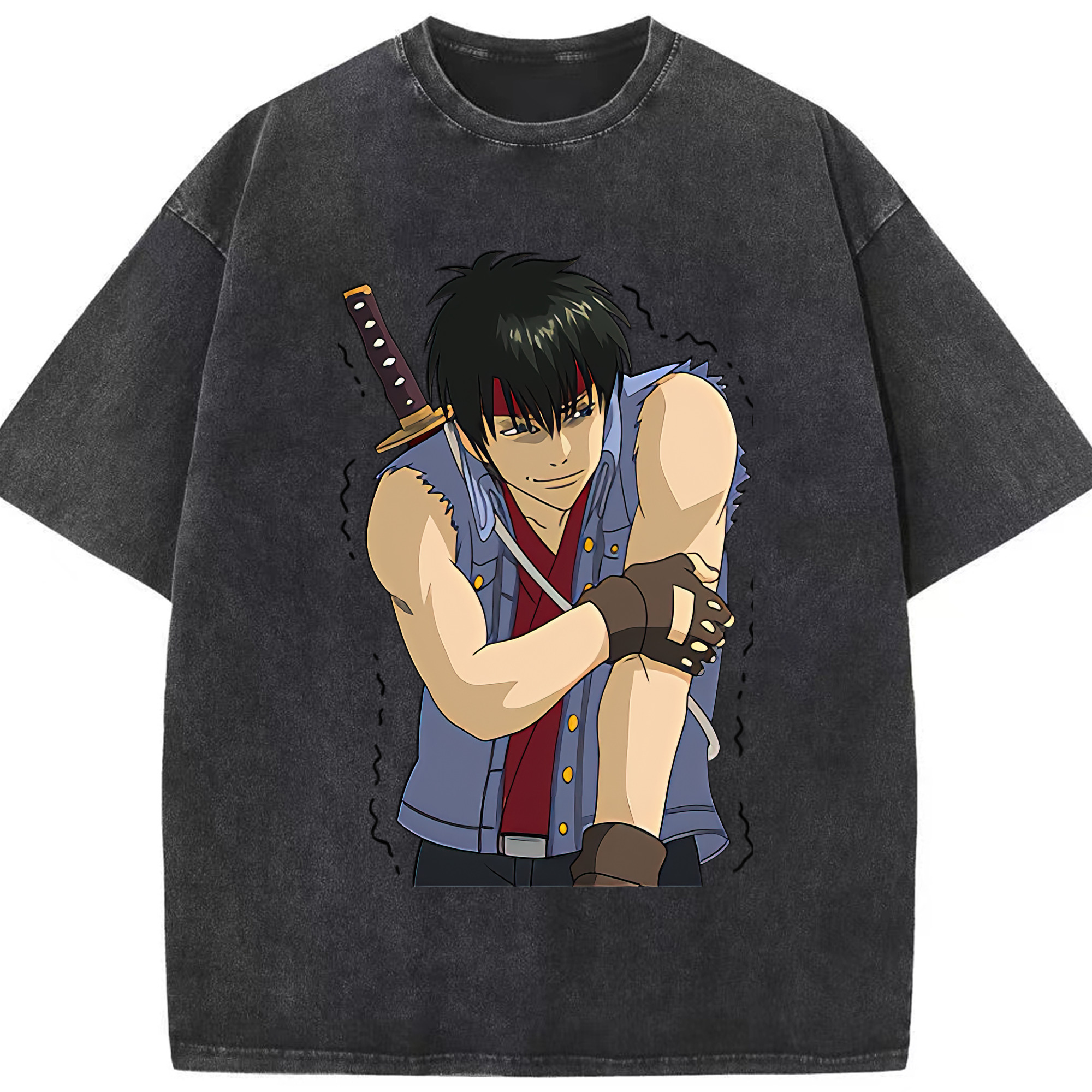 （画像用） ぎんたま 坂田銀時（さかたぎんとき） 神楽 志村新八（しむら しんぱち） GINTAMA Sakata Gintoki Kagura Shimura Shinpachi 綿100% ヴィンテージ風 半袖Tシャツ（フロントプリント）