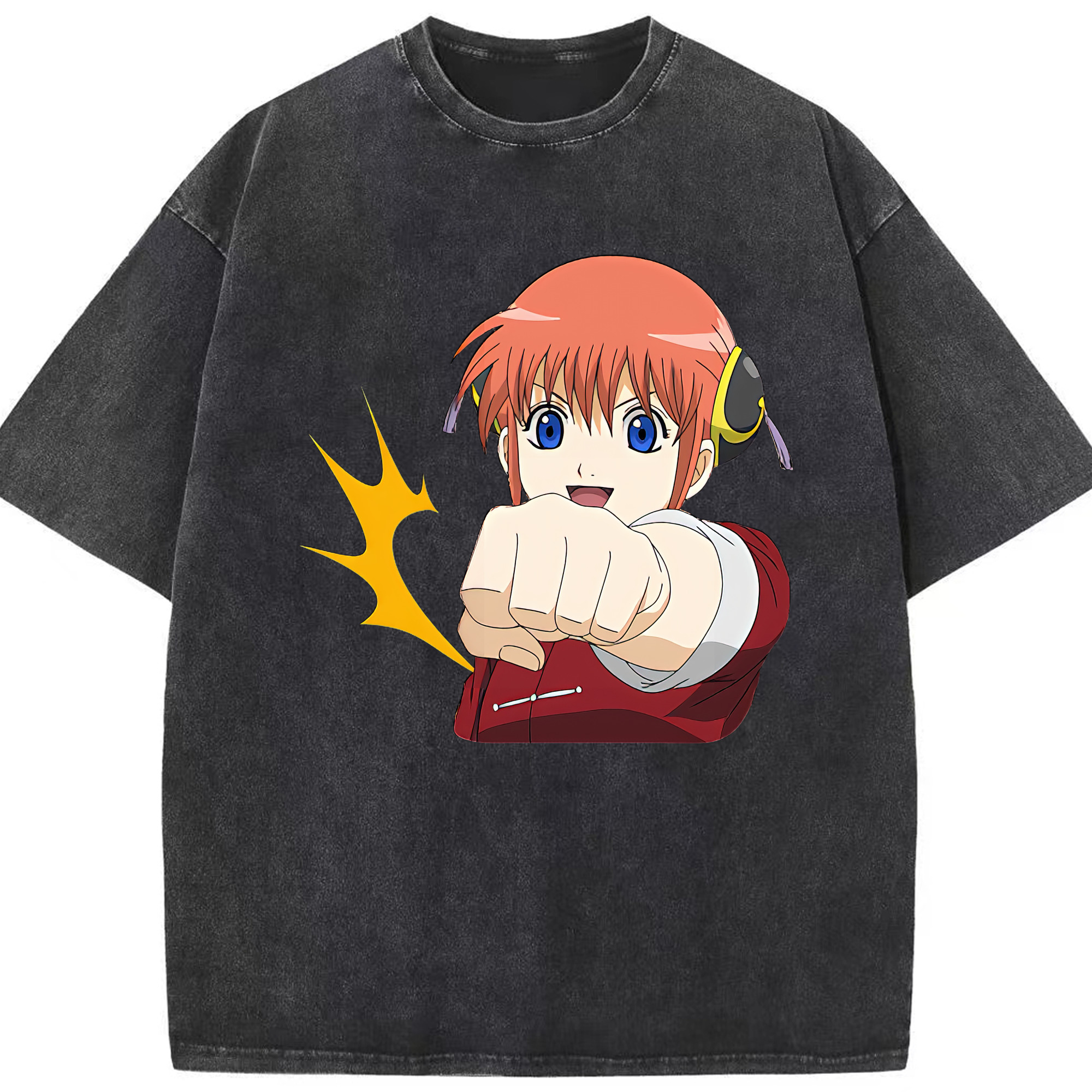 （画像用） ぎんたま 坂田銀時（さかたぎんとき） 神楽 志村新八（しむら しんぱち） GINTAMA Sakata Gintoki Kagura Shimura Shinpachi 綿100% ヴィンテージ風 半袖Tシャツ（フロントプリント）