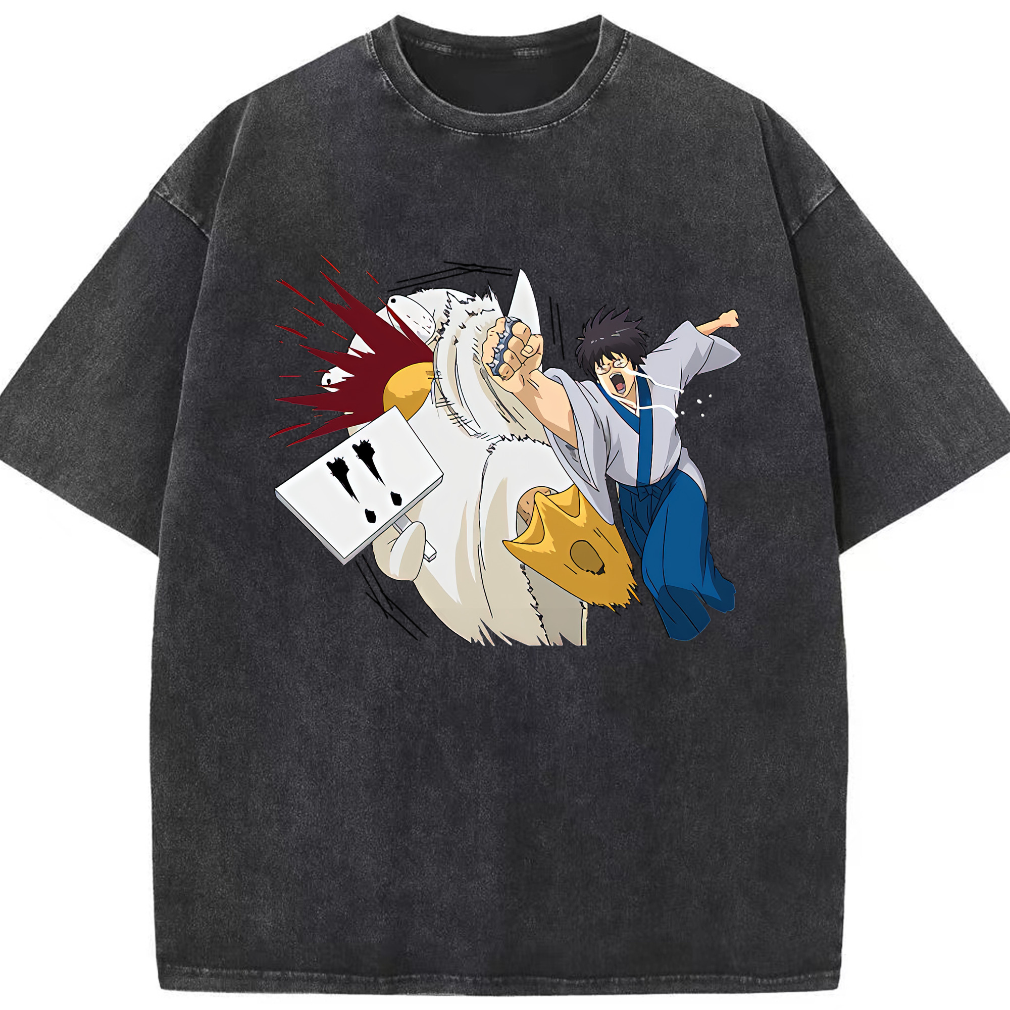 （画像用） ぎんたま 坂田銀時（さかたぎんとき） 神楽 志村新八（しむら しんぱち） GINTAMA Sakata Gintoki Kagura Shimura Shinpachi 綿100% ヴィンテージ風 半袖Tシャツ（フロントプリント）